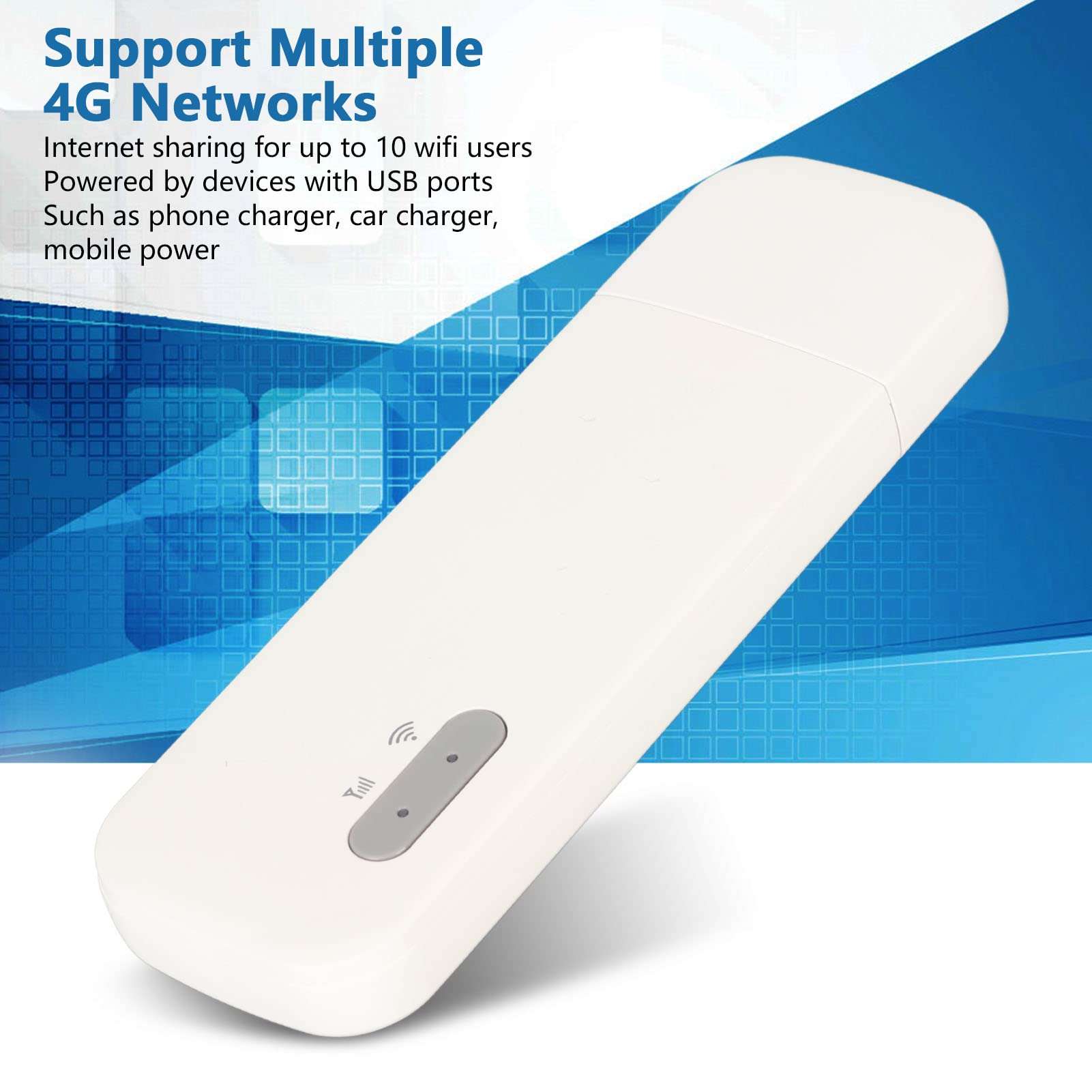 Generic USB WiFi Portable Router, 4G Mobile WiFi Hotspot with SIM Card Slot, Supports 10 Devices Connection, Plug and Play, Stable and Fast, Safe Protection, White, Genericfgnr7pgw9e 4