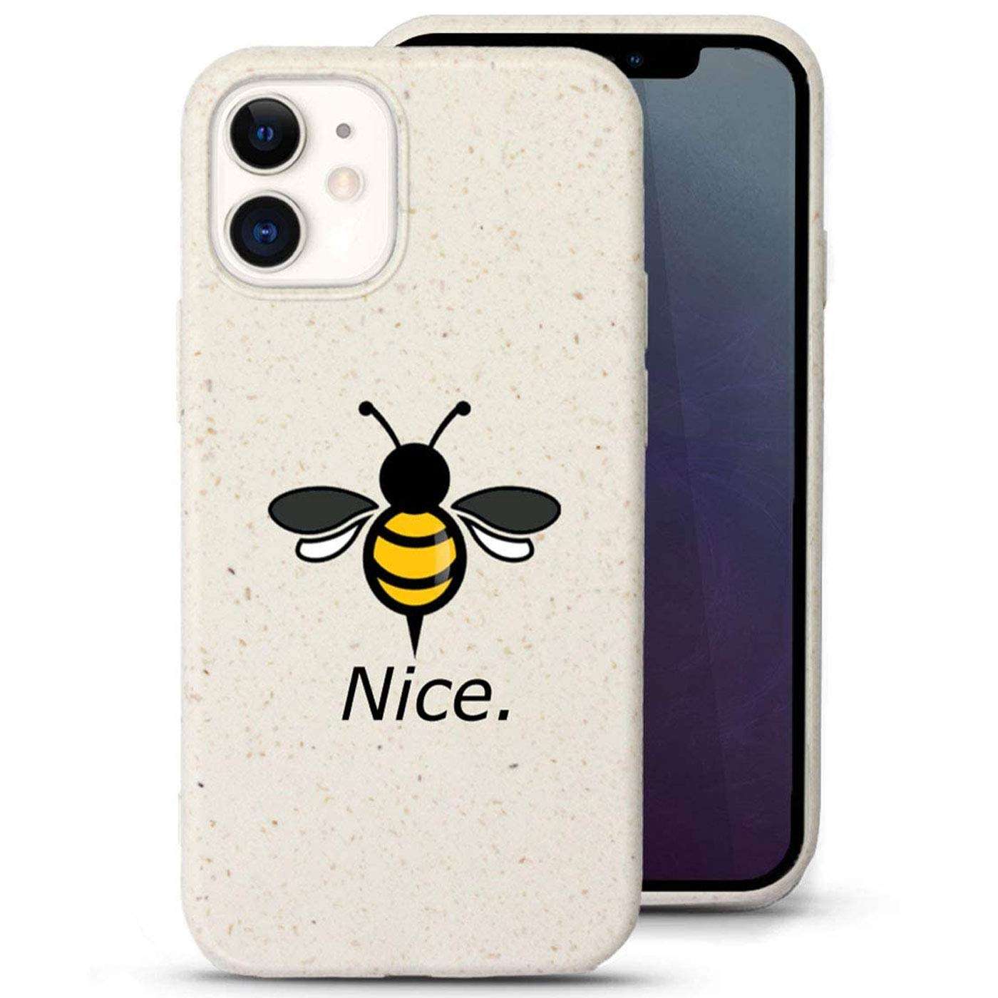 Gemi-Case Compatible with iPhone 12/12 Pro Plant Based Cute Design Case Ivory Speckled Bee Nice 1
