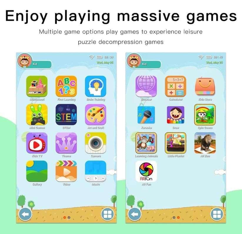 CUPEX Kids Tablet 7 Inch with Case with Cartoon Lion Design, Green Protective Cover, Educational Device Holder with Stand 6