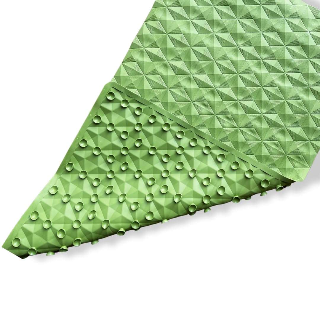 LivUp Non-Slip Waterproof Bathroom Floor Mat – Soft Rubber Bathtub & Shower Mat with Strong Suction Cups, Anti-Fatigue Rectangular Design (Green) 4