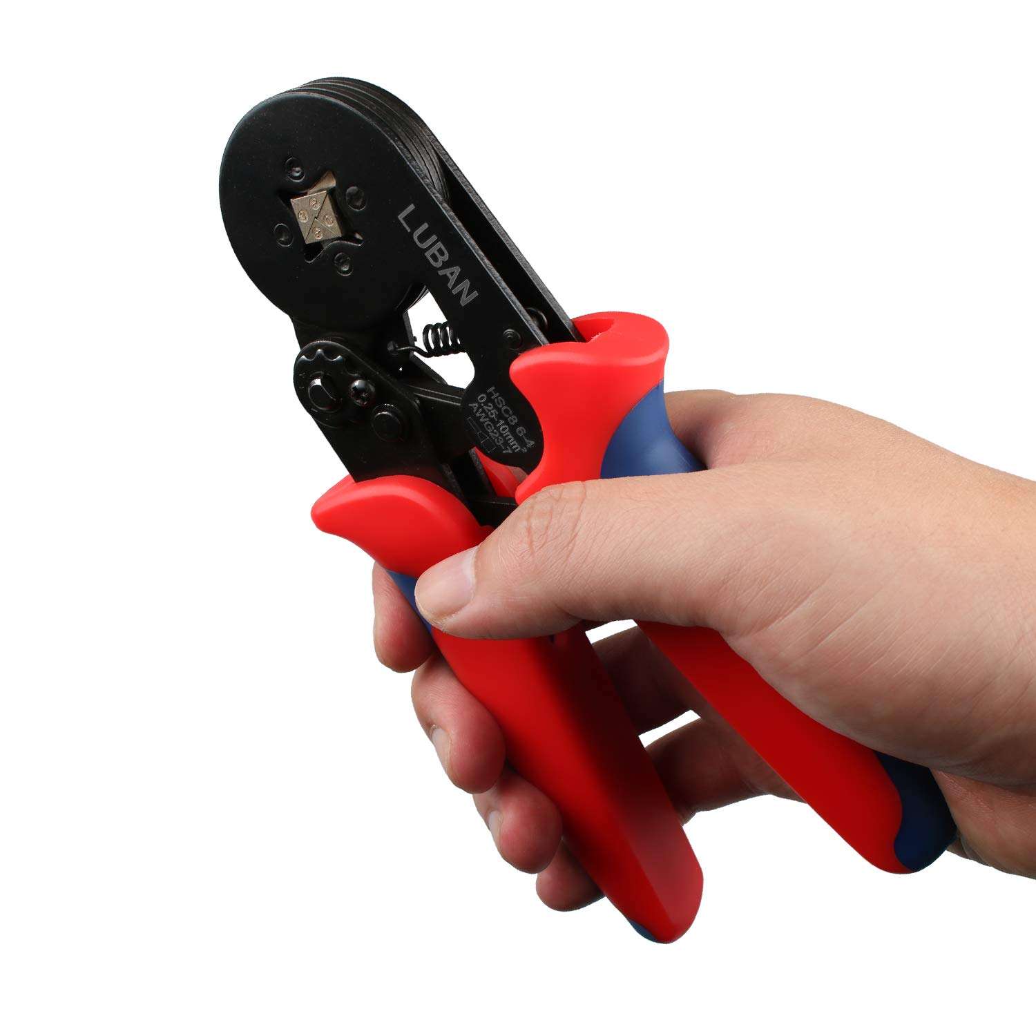 Ferrule Crimping Tool, Ferrule Crimper Plier (AWG23-7), Self-adjustable Ratchet Crimping Tool for Wire Ferrules Connectors Pin Terminals Cable End Sleeves AWG 23-7, 0.25-10mm² (Square Compression) 3