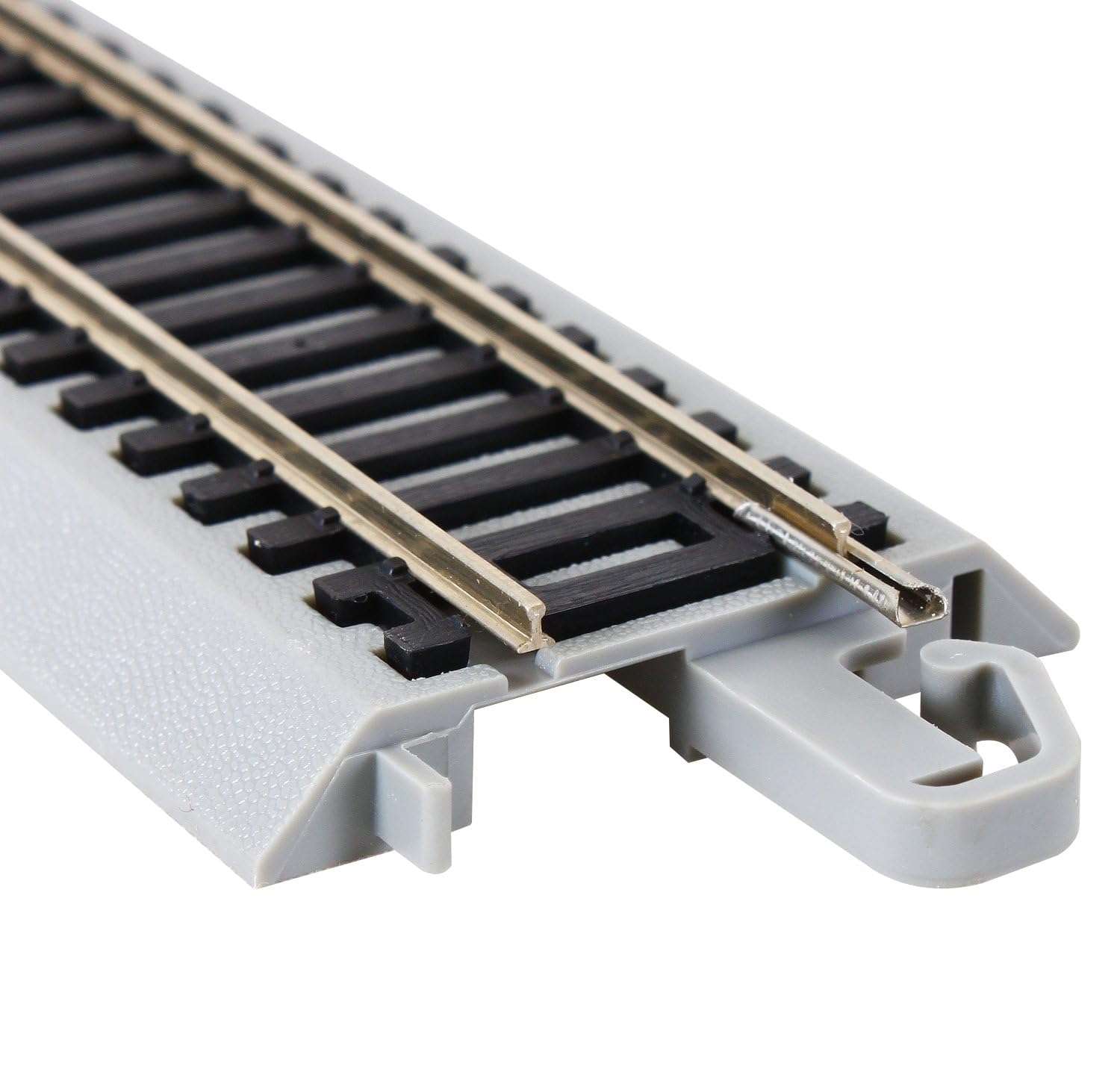 Bachmann Trains - Snap-Fit E-Z TRACK 4.50” STRAIGHT TRACK (4/card) - NICKEL SILVER Rail With Gray Roadbed - HO Scale 3