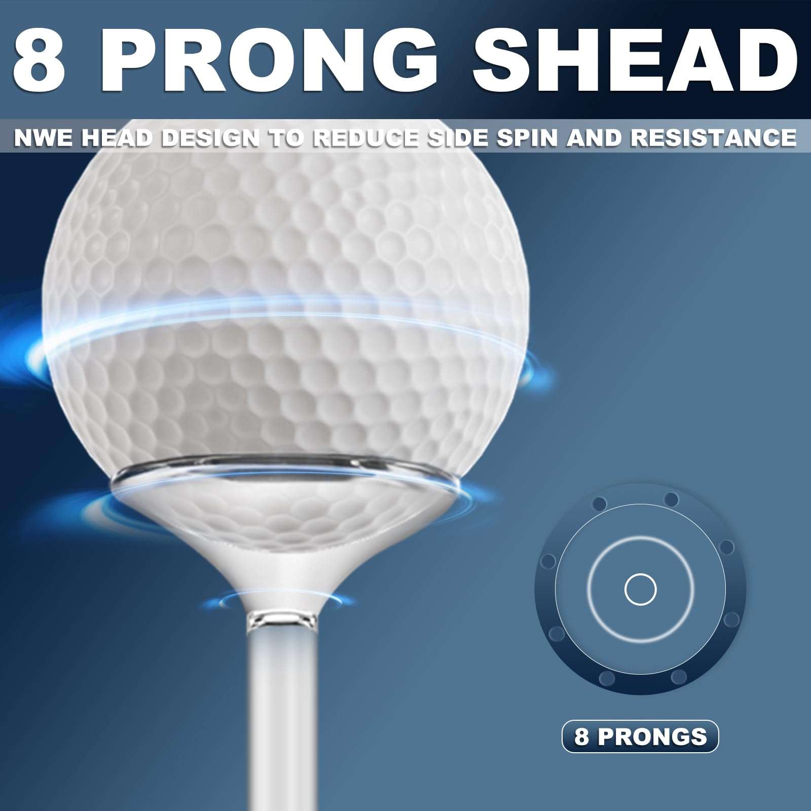 Pulselala Premium Golf Tees, 3 1/4'' Unbreakable Transparent Plastic Golf Tees, Reduces Friction & Side Spin, Golf Accessories Gift for Men American Flag（50 Count） 4