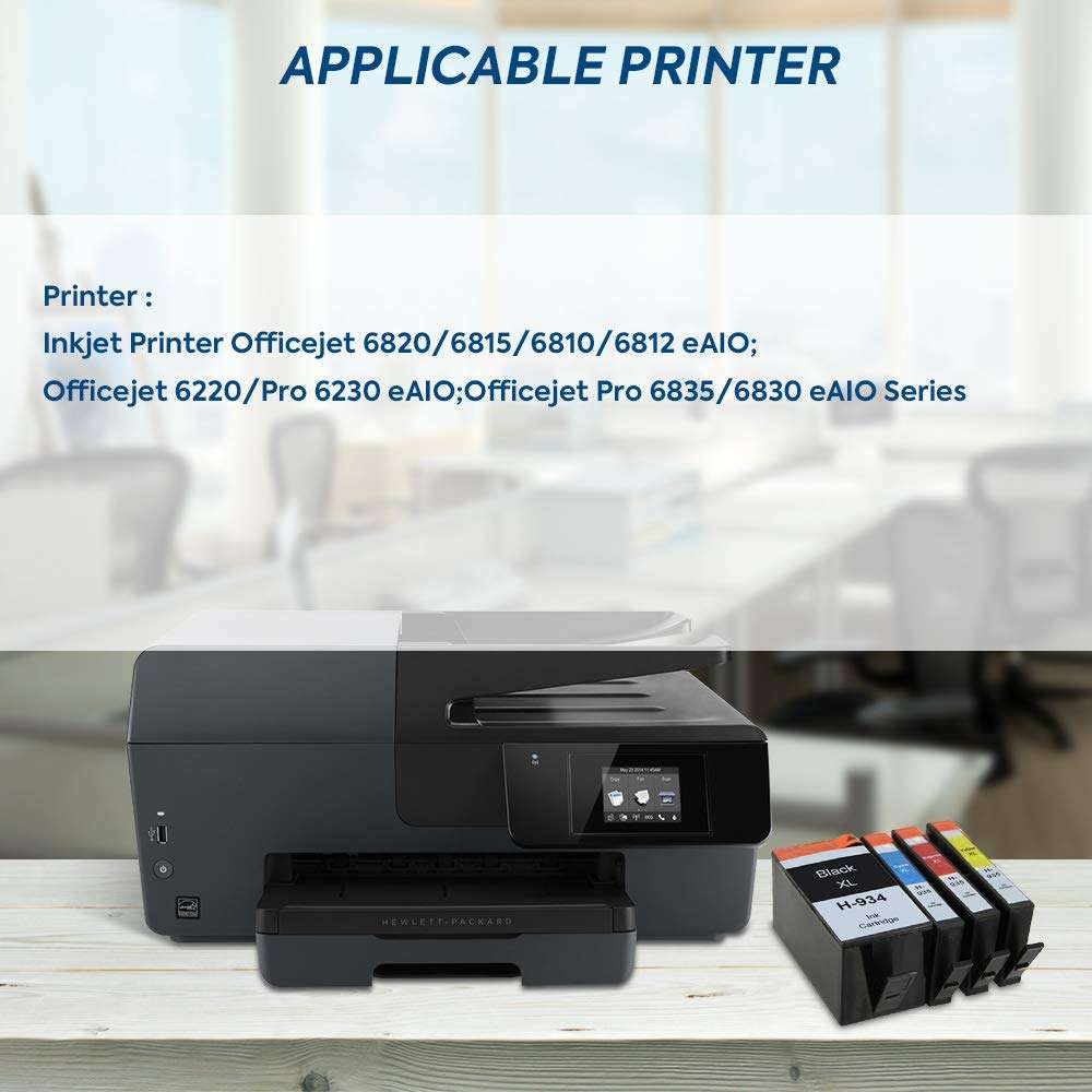 ALLWORK Compatible 934XL 935XL Ink Cartridge Replacement for HP 934 XL 935 XL 934 935 for use in HP OfficeJet Pro 6815 6820 6822 6825 6830 6835 6836 6220 6230 6800 6812 Inkjet Printer, 4Pack(K/C/M/Y) 5