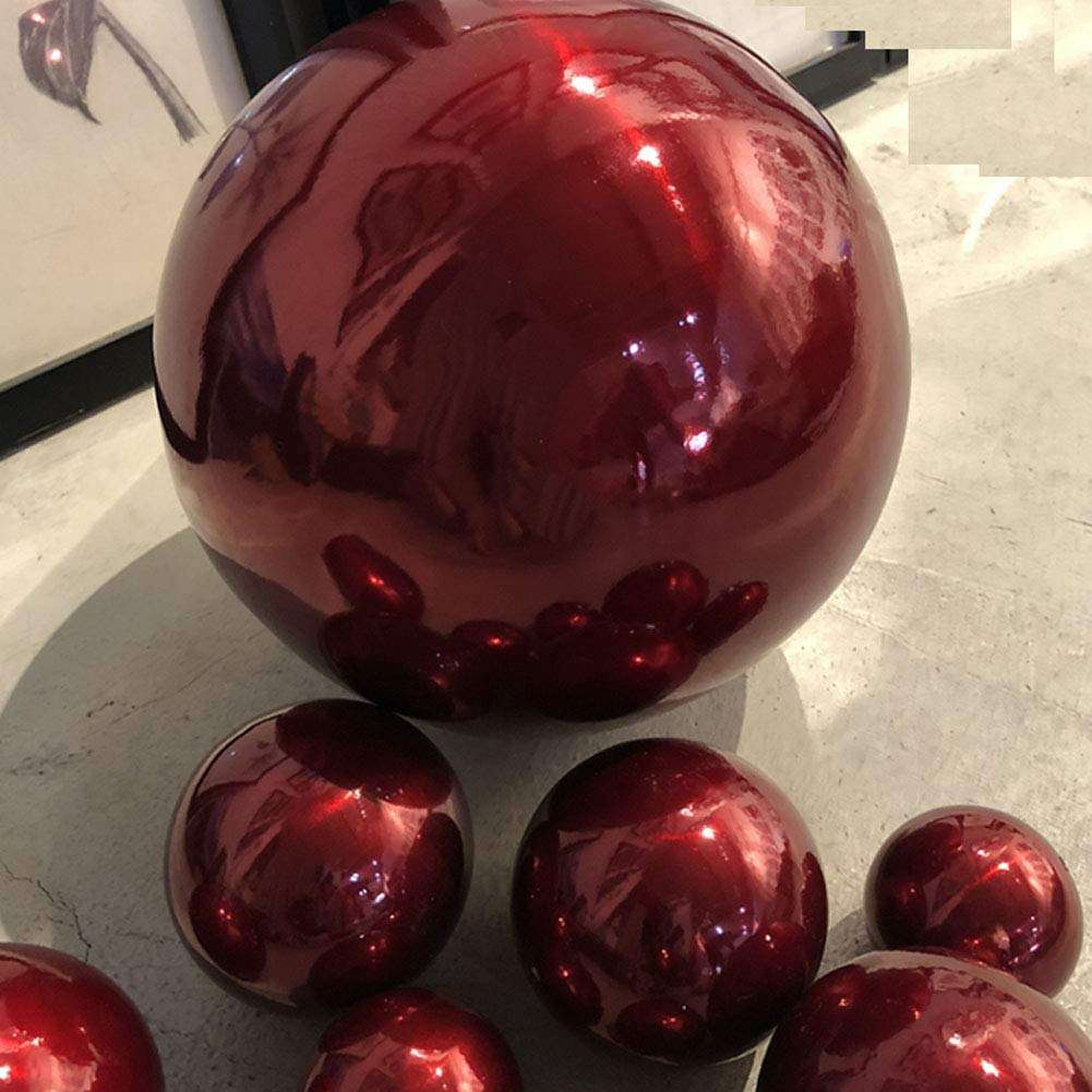 25 cm/10 inch Garden Sphere Mirror Gazing Ball,Red Stainless Steel Polished Reflective Smooth Hollow Globe Ball,Durable Colorful and Shiny Decorations Addition to Garden Patio Yard Home 6