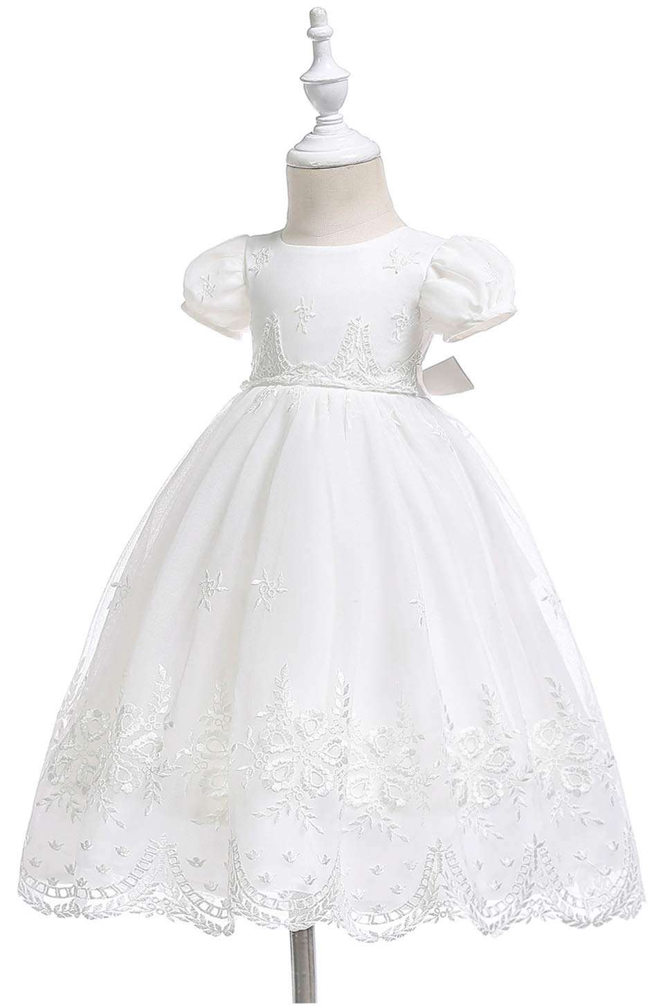 Meiqiduo Baby Girl Christening Dress Baptism Gowns Princess Wedding Party Formal Dresses (12M/12-15Months, Ivory) 3