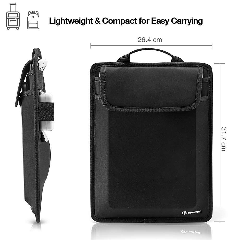 tomtoc Electronic Accessory Organizer Panel for Hard Drive USB Hub Power Bank Cable, Tech Gear Management Sleeve for 13-inch MacBook Air & Pro, Surface Pro 8/X/7+/7/6/5, 9.7-11 Inch iPad Air/Pro 2