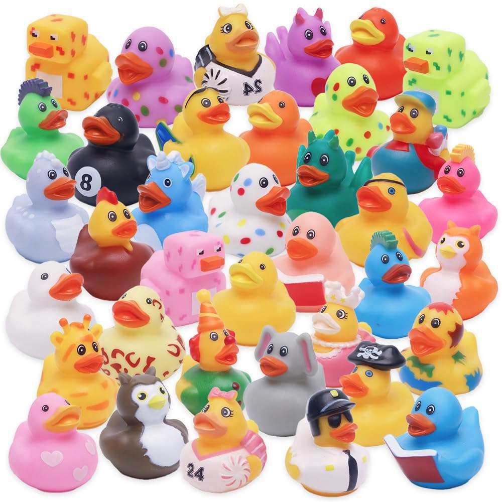 30 Pack Bulk Rubber Ducks for Car Ducking & Bath Toys – Assorted Colors for Kids, Baby Showers, Pool Parties, and Summer Fun