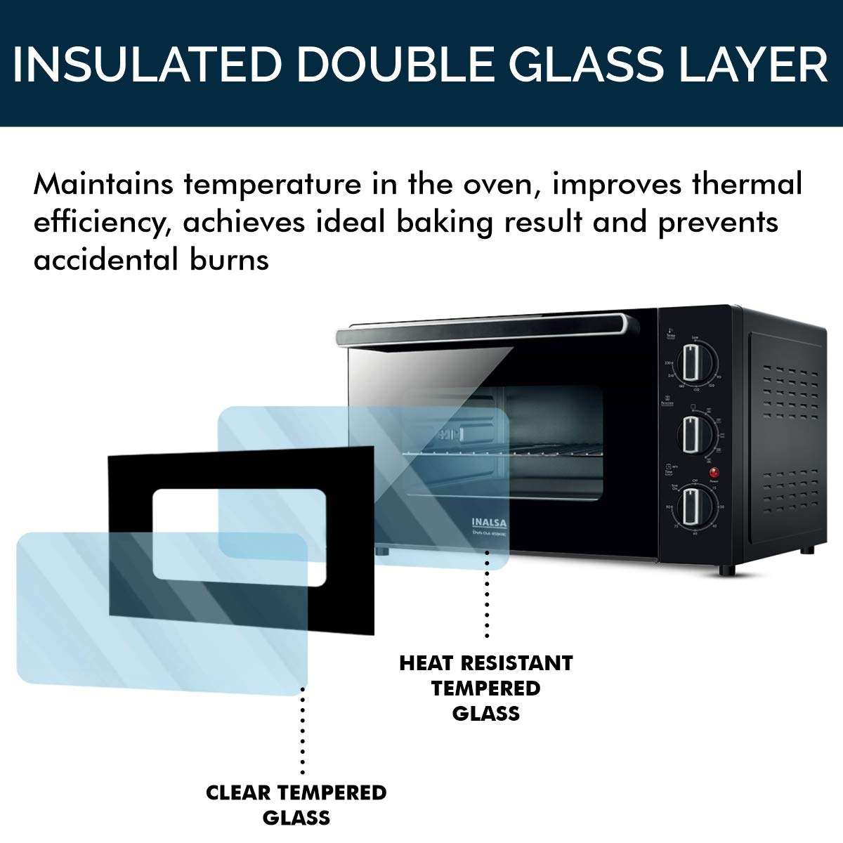 INALSA Premium OTG Oven With Double Glass Door |Capacity 45 Liters |1500W |Rotisserie & Convention Function| Temperature & Timer Selection, 5 Cooking Modes, (Chefs Club 45BKRC) 6