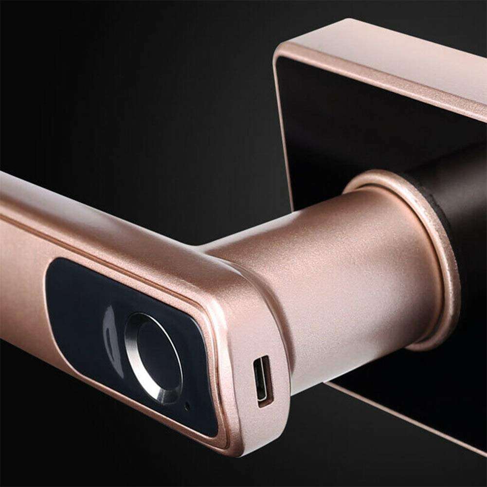 KOET Electronic Biometric Fingerprint Door Lock, Keyless Entry Door Lock Deadbolt for Bedroom Front Door - Built-in Rechargeable Battery - Black/Gold 5