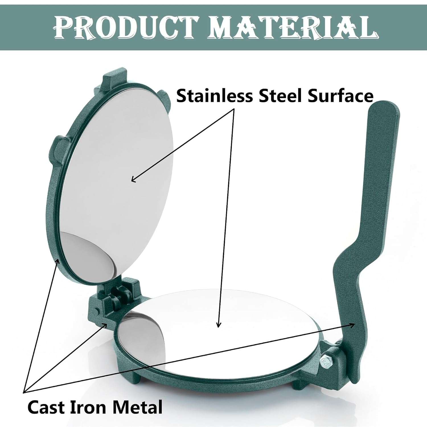 DEEP - 8.7 inch Roti Maker Press-Heavy Duty Cast Iron with Stainless Steel Plates - Manual Chapati Presser, Puri Maker Press Machine - Kitchen Utensil for Roti,Chapati,Puri,Papad, Khakhra 4