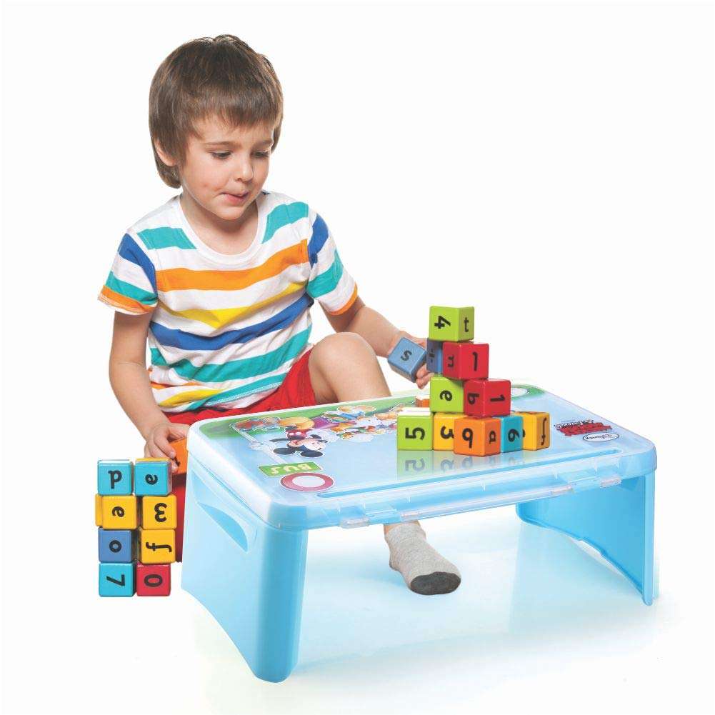JOYO Plastic Mickey Mouse & Friends Printed Multi-Utility, Compact, Portable and Foldable Study Desk with Storage Compartment (Blue) 4