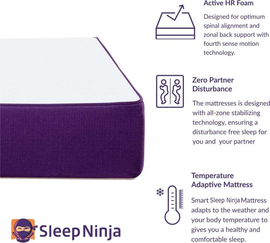 Sleep Ninja Dual Side High Density Foam Mattress | 6 inch Queen Size Soft and Firm Reversible Mattress | Double Comfort | 10 Years Warranty | Free Pillows (75 * 66 * 6 Inches) 5