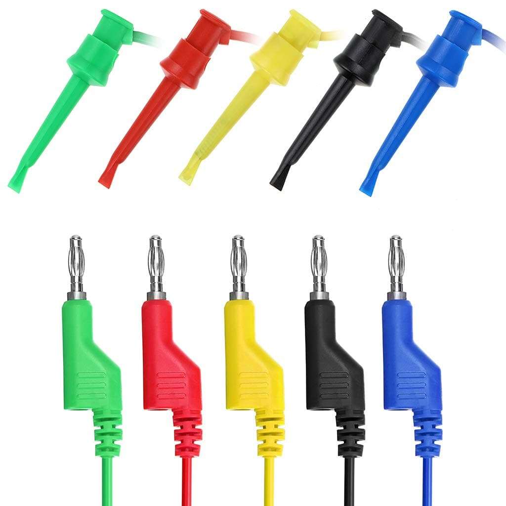 Sumnacon 39 Inch Multimeter Test Lead Set - 5 Pcs Stackable Banana Plug to Test Hook Wire Cable Kit with Protective, Flexible Wire Leads for Electrical Testing 500V/5A 6