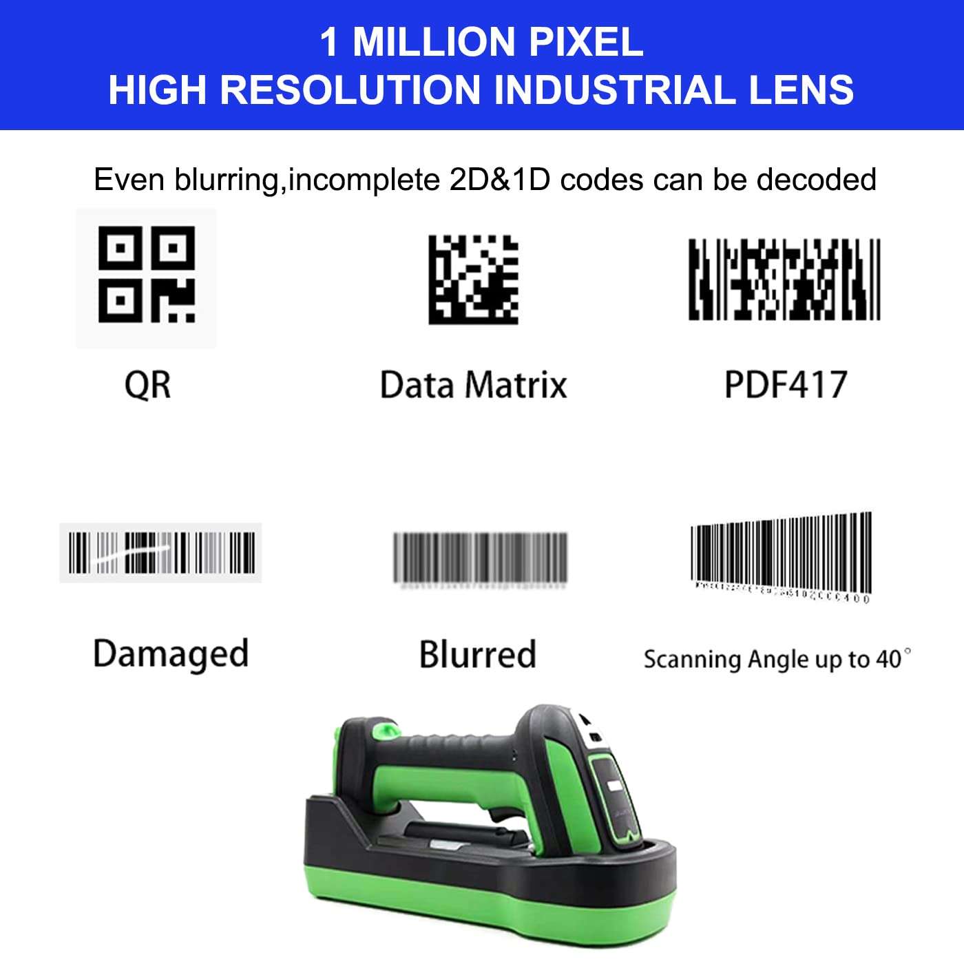 LENVII HDW9006-U Handheld Wireless Bluetooth Dual Mode 2D Barcode Scanner, Supporting Continuous and Batch Code Reading, with Strong Algorithm Robustness and Effective Response to Various situations 6