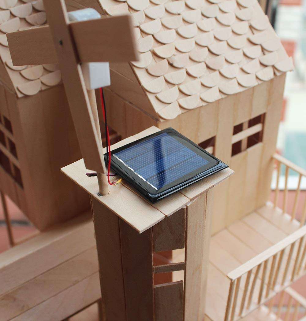 Pica Toys 3D Wooden House with Solar Windmill and Electric Light | Physical Circuit Education Building Model - Pure Real Wood Science Stem Kit | DIY Creative Experiment 6