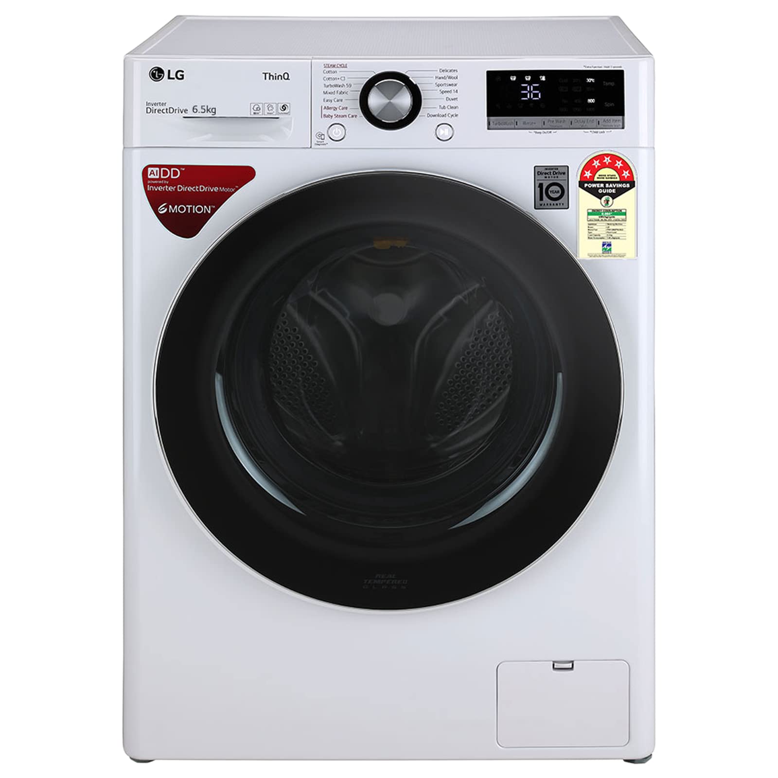 LG 6.5 kg Fully Automatic Front Load Washing Machine (FHV1265ZFW, White)