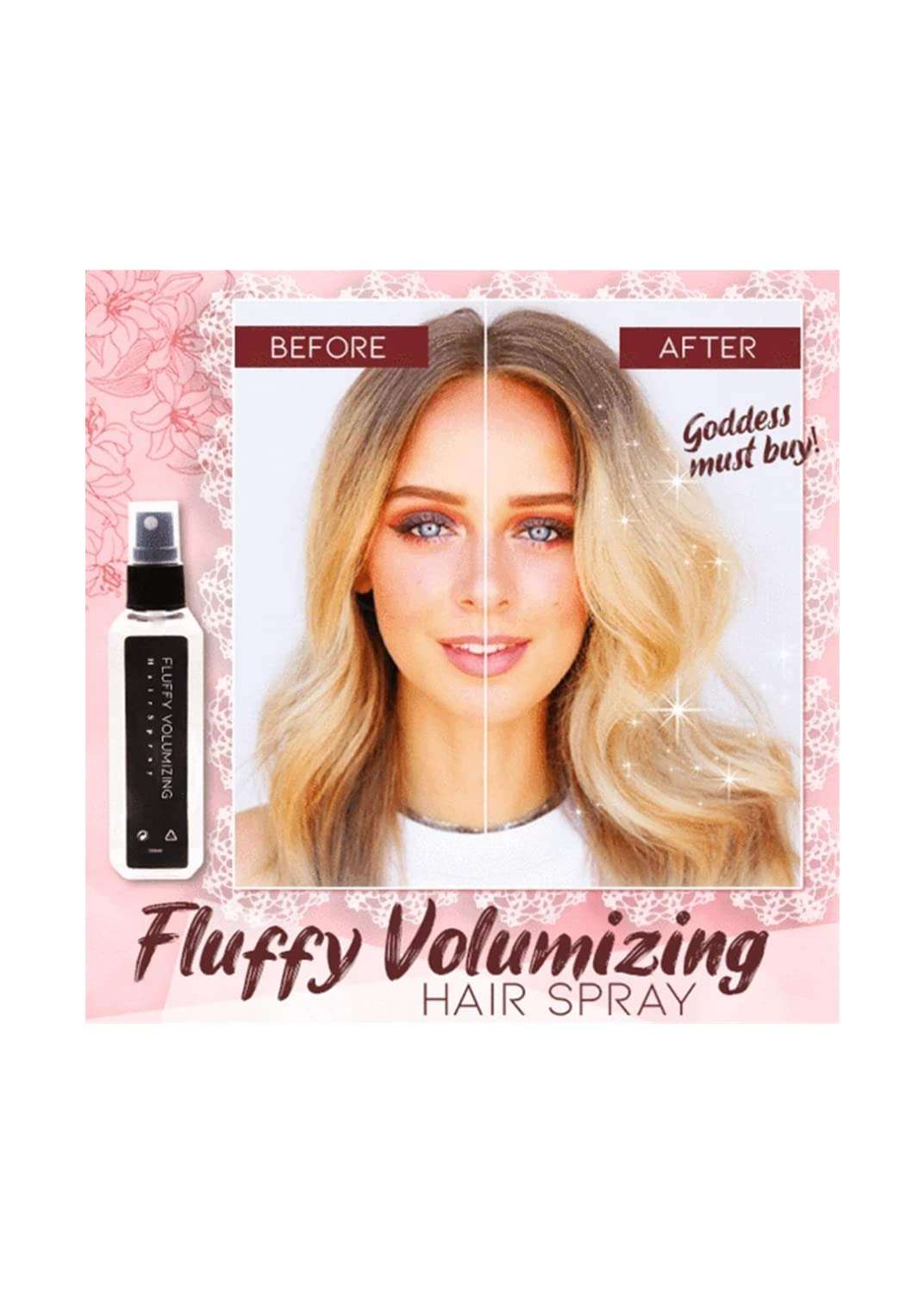 Volumizing Hair Spray,Extra-Volume Spray Long-lasting bright,instant plumping, non-greasy,non-sticky,Firm Yet Flexible Hold,Flawless Finish (60ml) 1