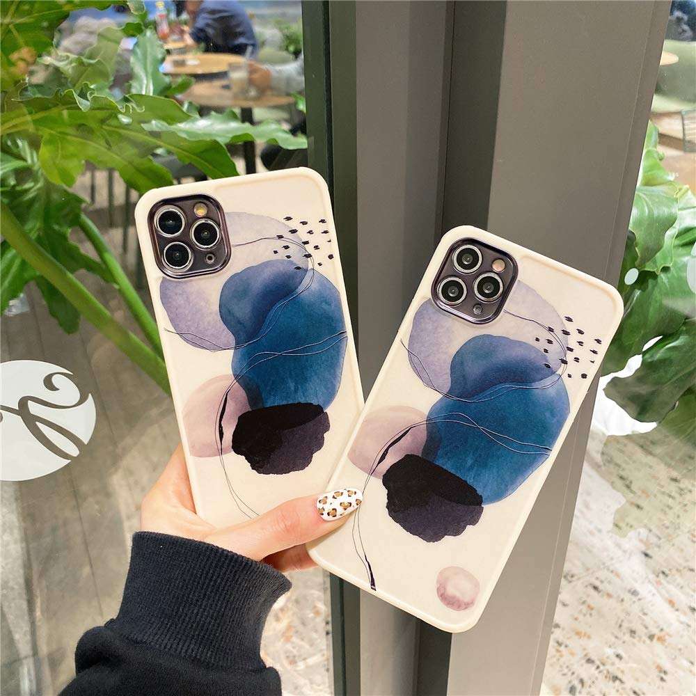 Blue Water Color Soft Case for Apple iPhone 11 Pro Max 6.5 inch Fashion Cute Design with Plating Camera Protection Lid Shockproof Corner Bumper Protective Cover for iPhone 11 Pro Max Cases 2