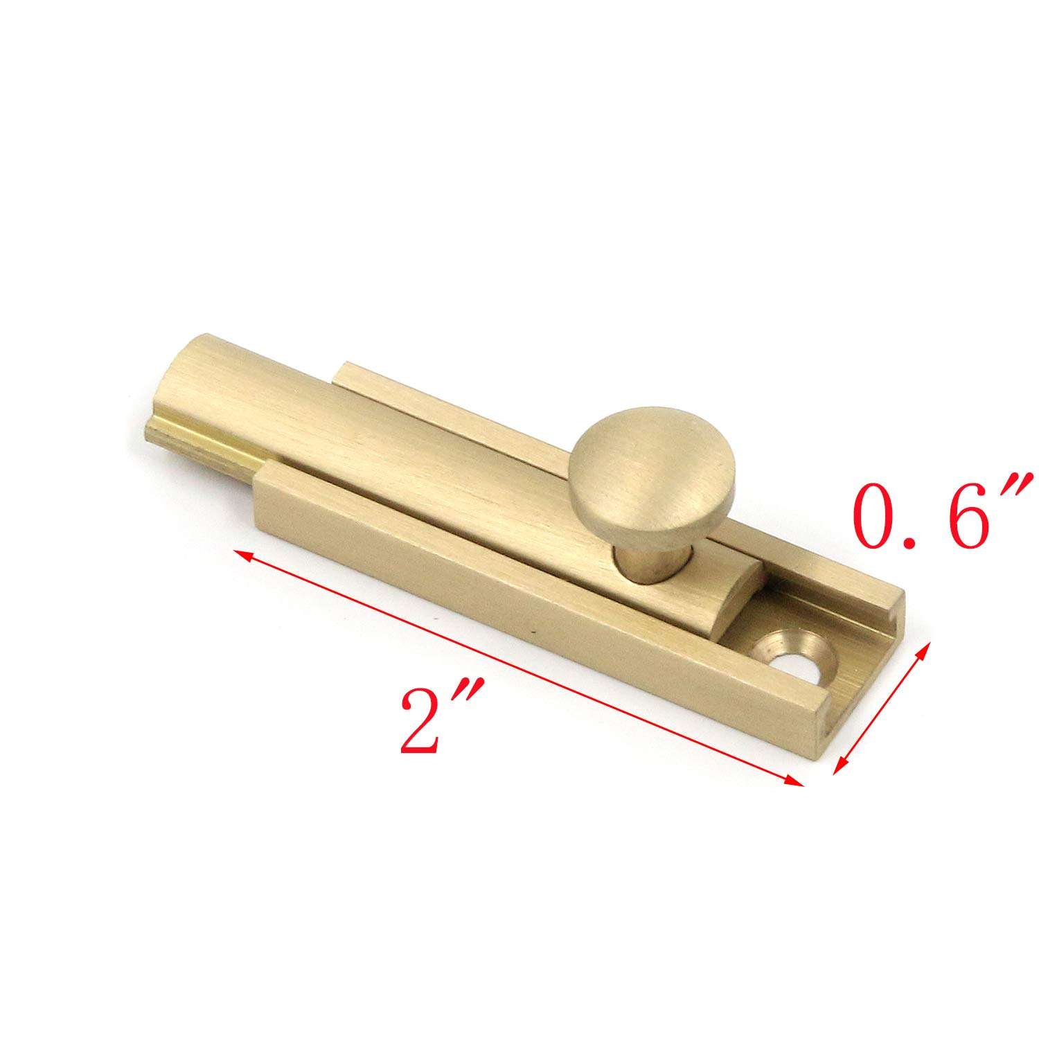 MY MIRONEY Solid Brass Surface Bolt 2 Inch Hardware Slide Surface Door Bolt Brushed Gold Barrel Bolt Lock 2