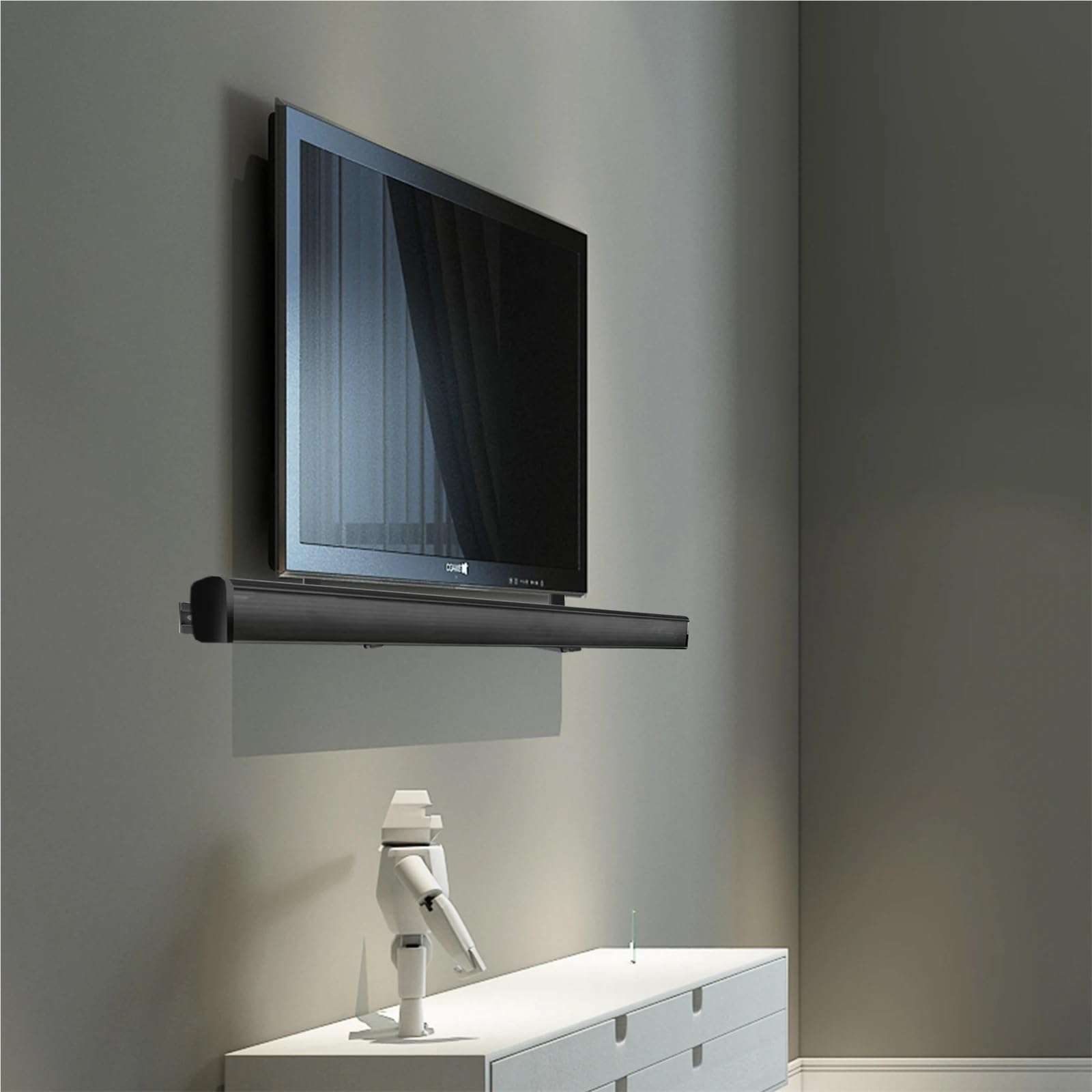 FFHDJL Universal Soundbar Brackets Under TV, Soundbar TV Mount Fits Soundbars with or Without Holes Soundbar Mount 4