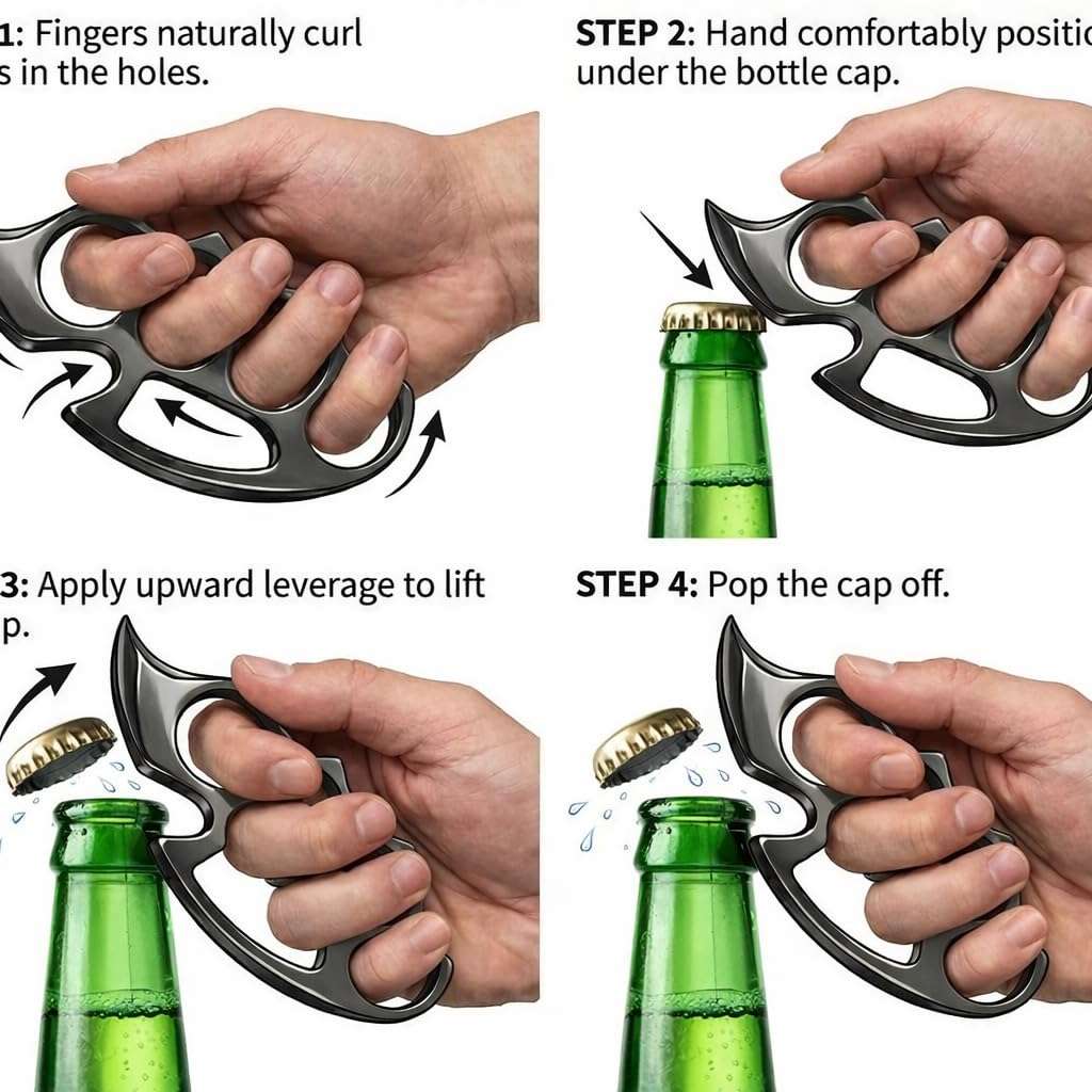 Stainless Steel Bottle Cap Opener - Compact & Lightweight Tool, Cool Gadgets for Men Daily Life, Home, Bar, Kitchen & Travel Camping Tools, Rust-Resistant, Easy to Use (Black) 4