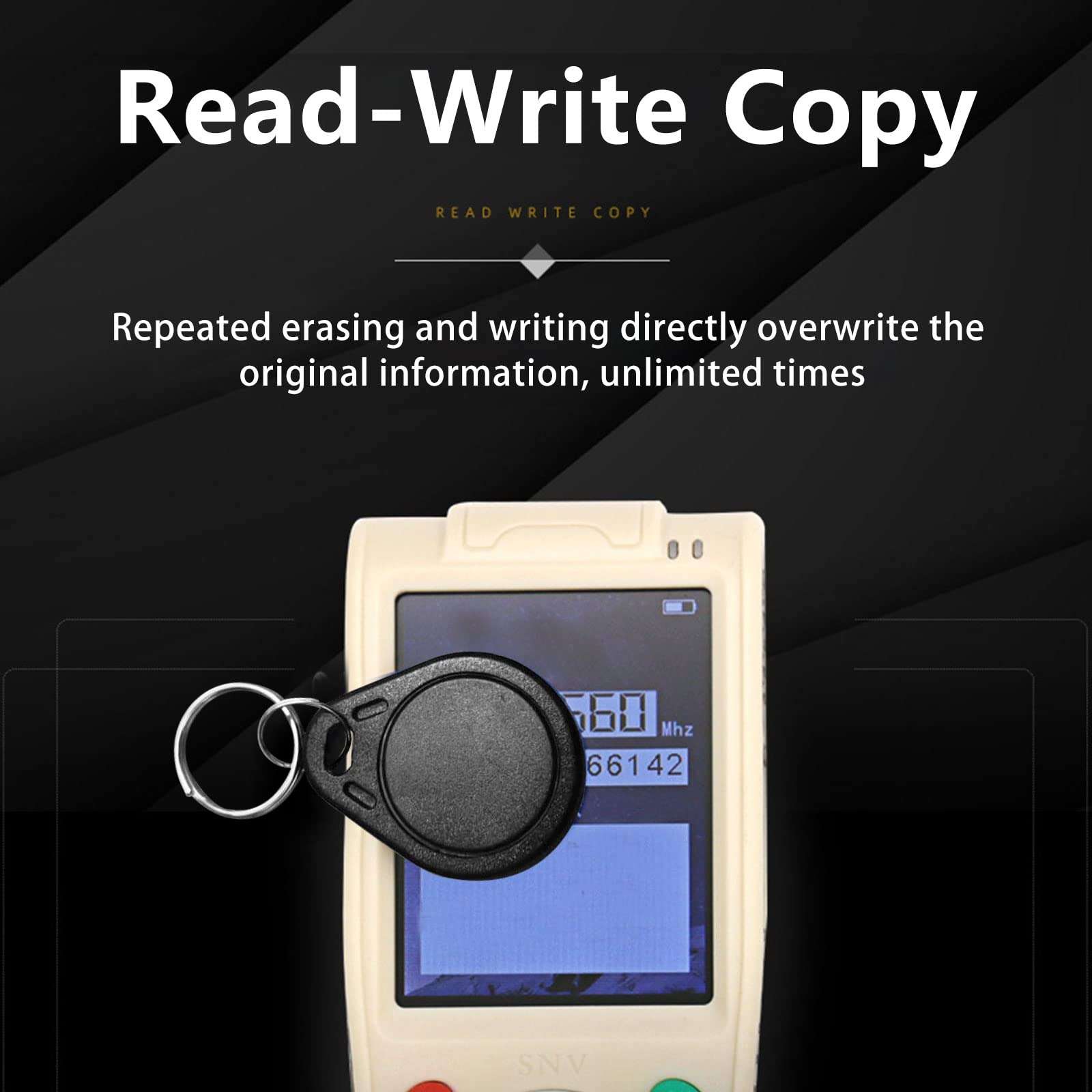 RFID Key Fobs 125KHz 50 PCS, T5577 Proximity ID Tag Rewritable Keypad Card Door Lock Entry Access Control System Fob Tag Wholesale (Black) 6