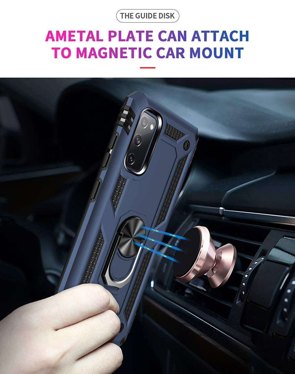 SKTGSLAMY for Samsung Galaxy S20 FE Case,S20 FE Case,with Screen Protector,[Military Grade] 16ft. Drop Tested Cover with Magnetic Kickstand Car Mount Protective Case for Galaxy S20 FE, Blue 6