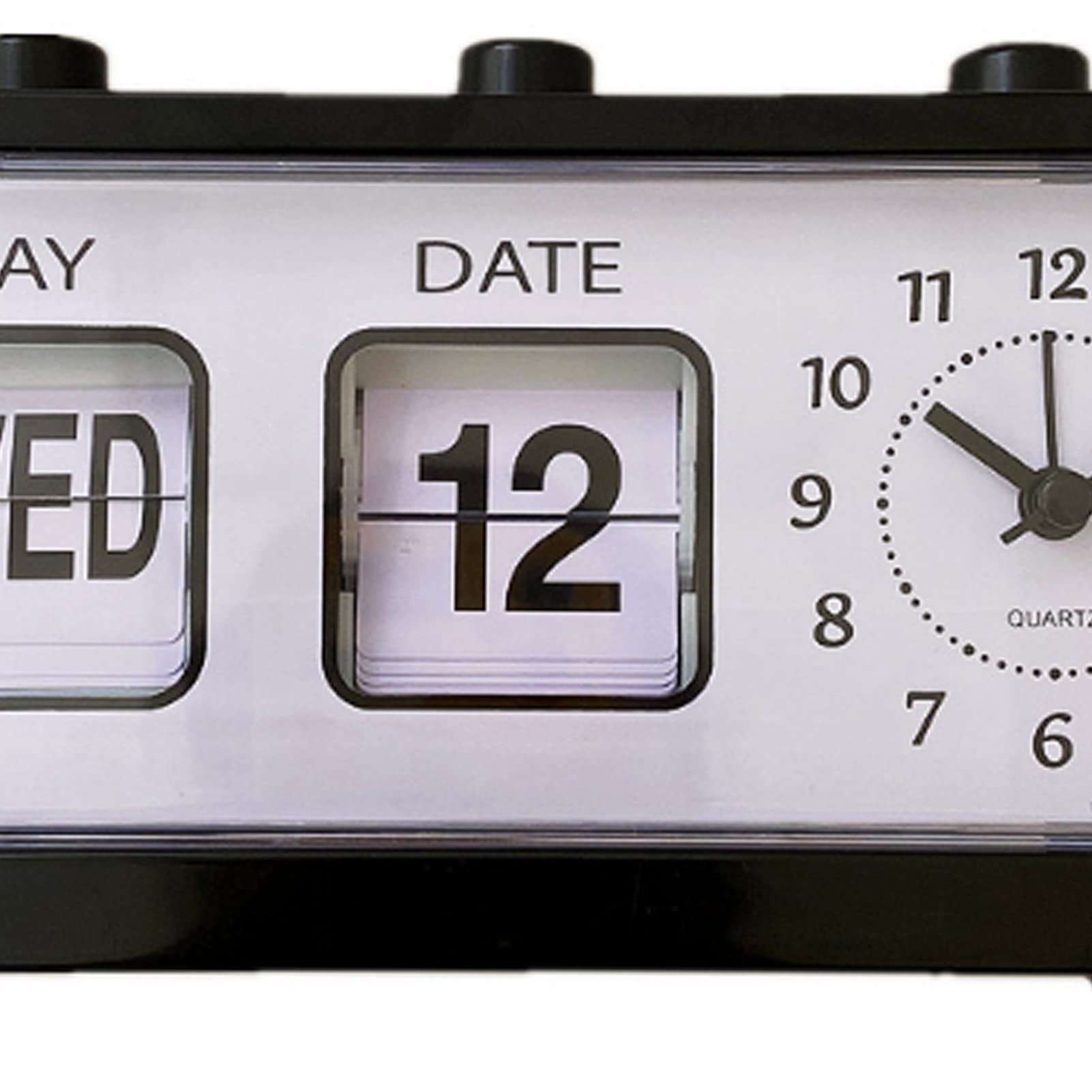 Fdit Manual Jump Calendar Alarm Clock, Manual Calendar Clock Table Stable for Office (Black) 6