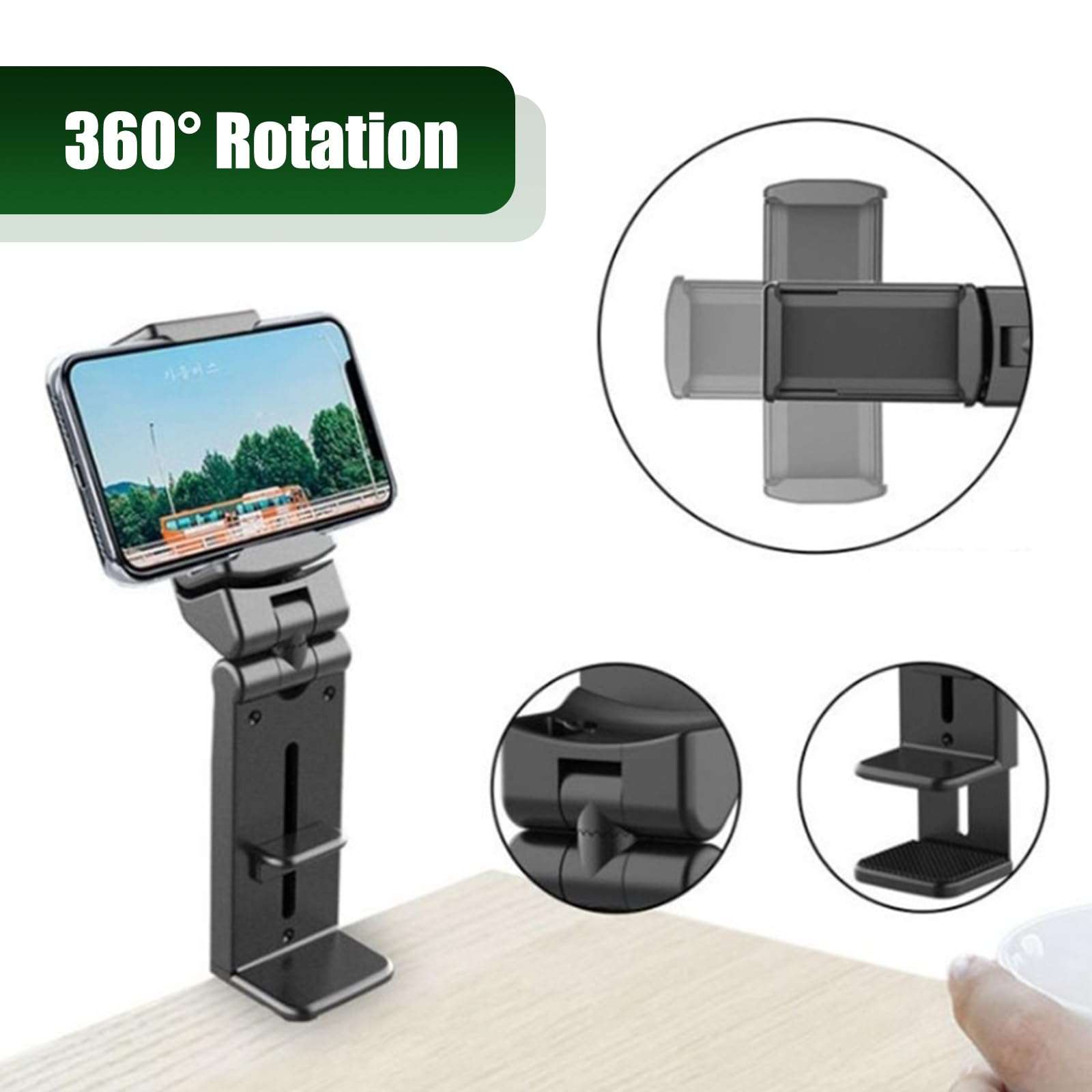 dawfall 1 PC Car Phone Holder with Hidden Clip, Foldable Waterproof Vehicle Phone Mount, 360 Degree Rotation, Universal Liftable Travel Essential Accessory for Airplane Truck SUV Car Home (Black) 5