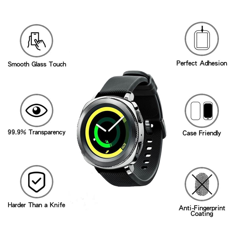 HYGAMOCC (2 Pack) Screen Protector for Samsung Gear Sport watch 43mm Tempered Glass，9H Hardness Anti Scratch，Bubble Free，Case Friendly Easy Installation 3