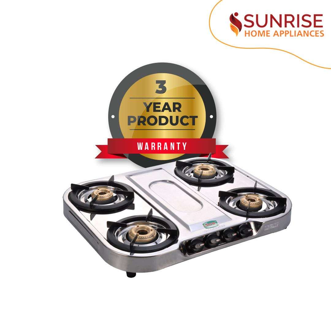 GOLDEN SURYA Magma Stainless Steel 4 Burner Gas Stove (Silver). 4