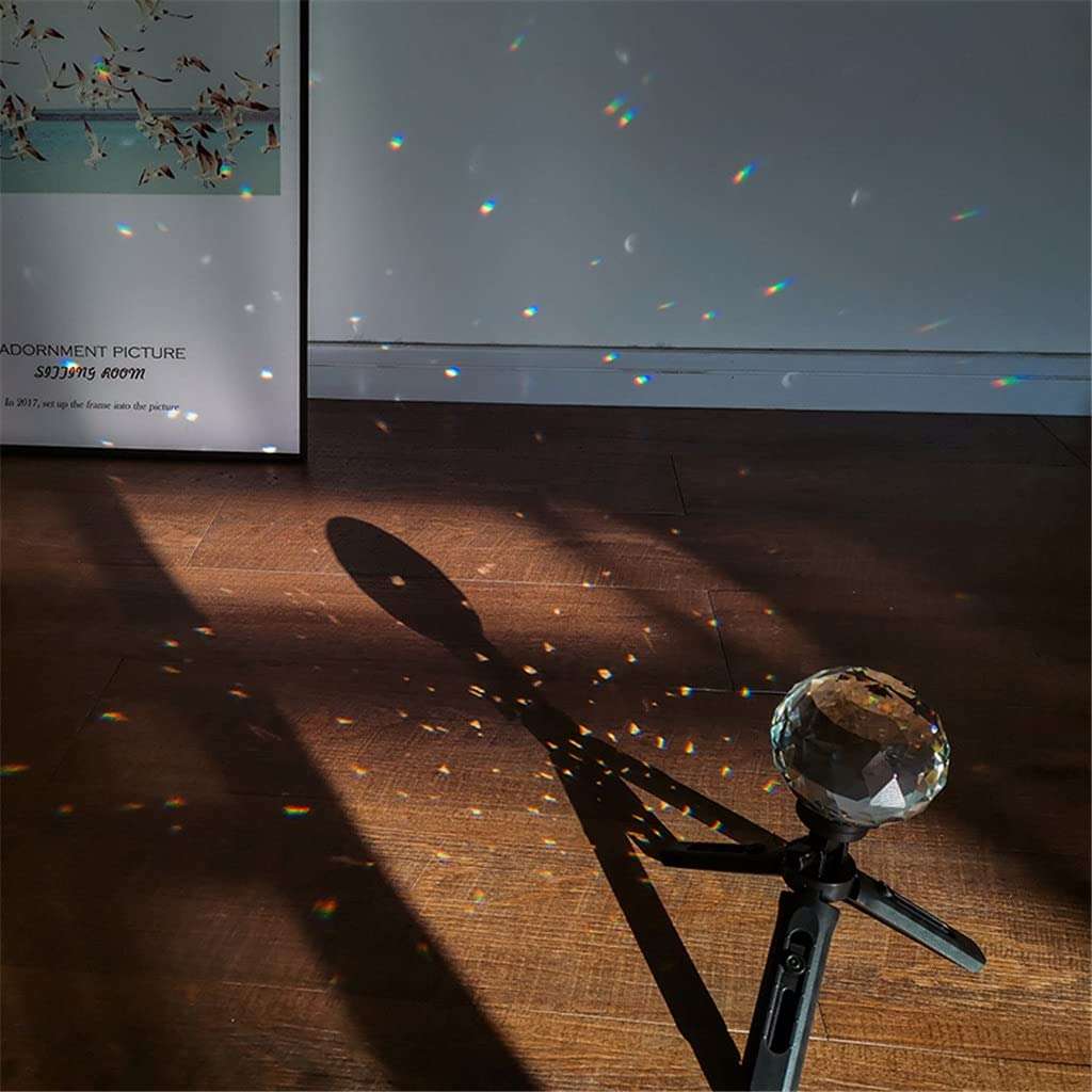 XDDCDH Photography Light Prism Ball with Mini Tripod Stand and 1/4 inch Screw Base, Optical Glass Prism Crystal Rainbow Maker 6