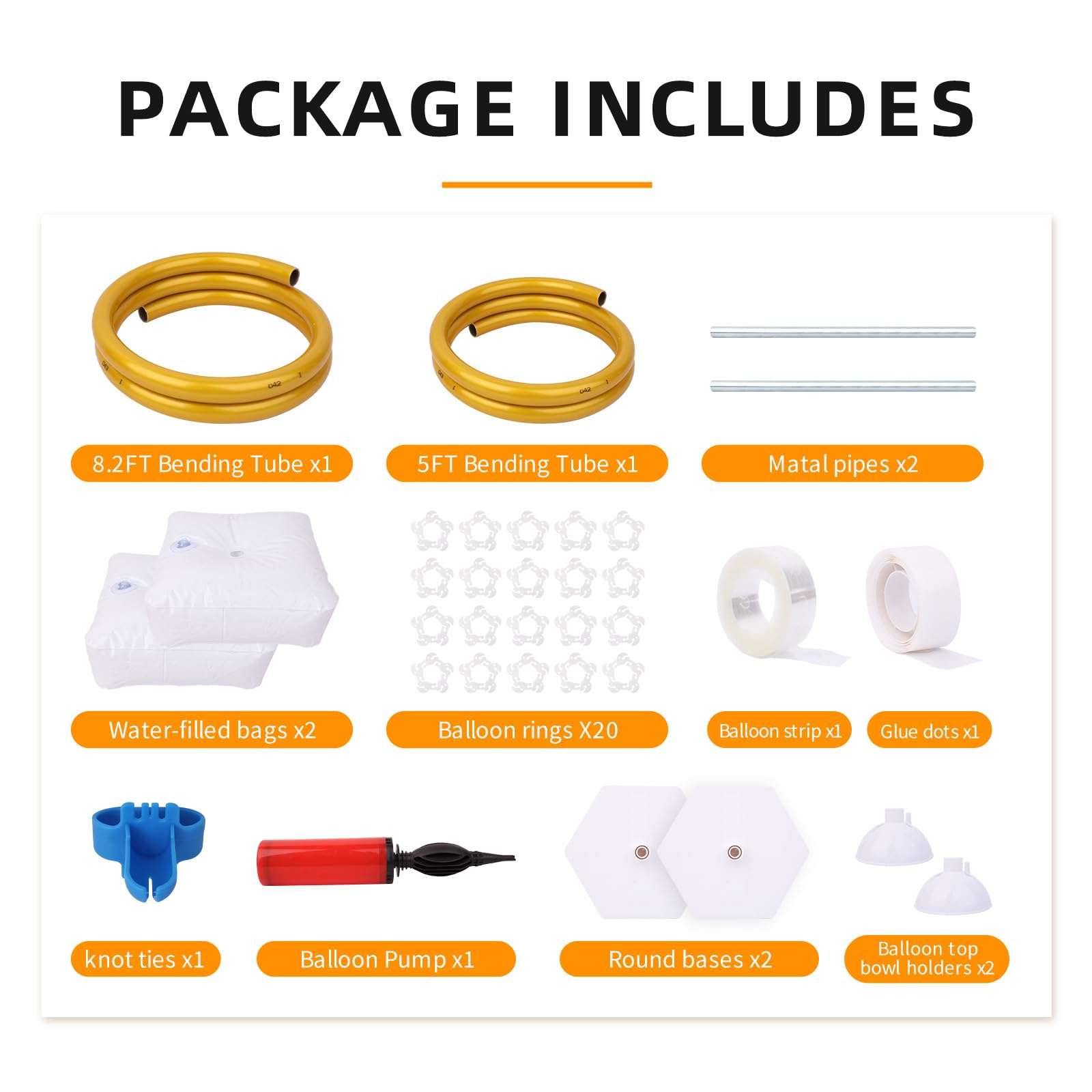 JINSENHUI 8FT & 5FT Gold Balloon Stand Kit, Free Bending Balloon Arch Column, Half Arch Balloon Stand with Base for Wedding, Birthday, Baby Shower, Graduation, and More 4