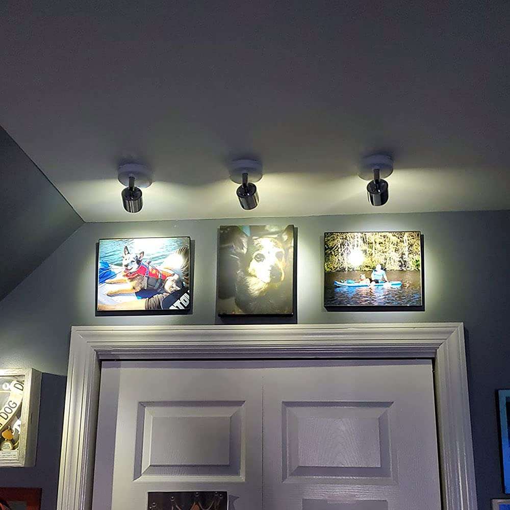 Ltybri RGB Accent Spotlight Mini Picture Light LED Spotlight Indoor Color Changing Mini Spotlight with Remote, Accent Light for Lighting Up Painting Picture Artwork Closet (2 Pack) 5