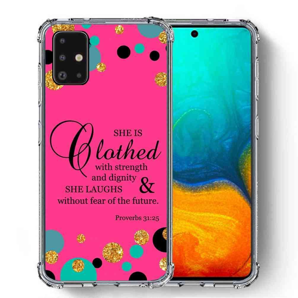 for Samsung Galaxy A51 Case, SuperbBeast [Proverbs 31:25 She is Clothed in Strength and Dignity] Ultra Slim Thin Protective Case Cover/Reinforced Corner 1