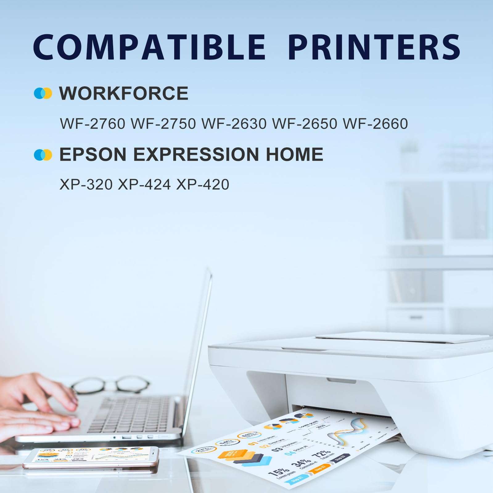 myCartridge 220XL Ink Cartridges Remanufactured for Epson 220 Ink Cartridges T220 T220XL Replacement for Epson 2760 Ink Compatible with WF-2630 WF-2650 WF-2750 WF-2760 XP-320 XP-420,4-Pack(BK/C/M/Y) 2