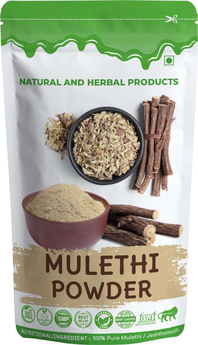 Mulethi Powder for Skin Whitening Face, Herbal Hair Thicker for Men and Women/Edible/Drinking/Eating/Skin Care & Anti-Ageing/Body/Jeshthamadh, Pimple(100Gram) Yashtimadhu powder for face 1