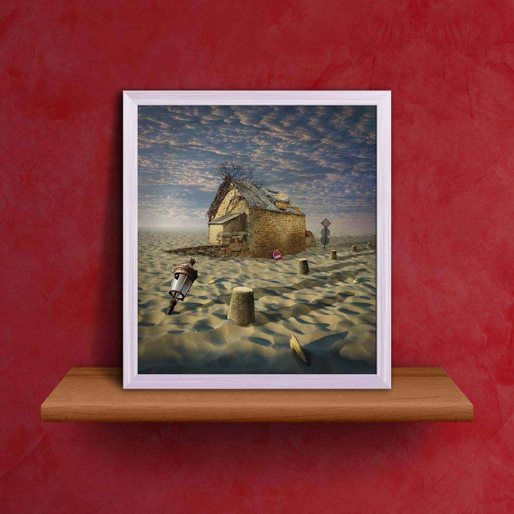 ArtzFolio Lost in Desert Tabletop Painting White Frame 12 x 13.3 inch (30 x 34 cms) 3
