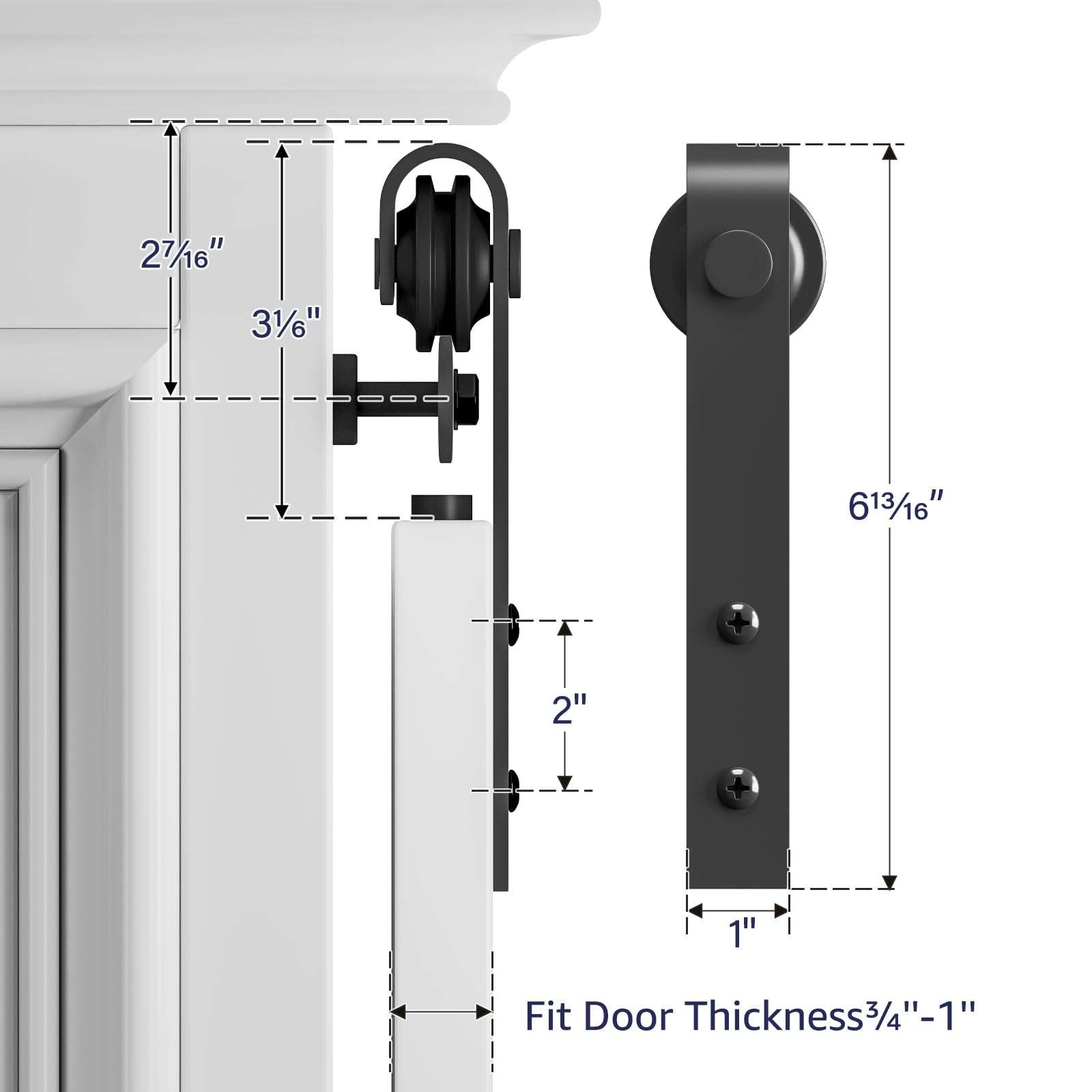 SMARTSTANDARD 7FT Super Mini Double Door Cabinet Sliding Barn Door Hardware Kit, Small Barn Door Hardware Track Kit for TV Stand Cabinet Wardrobe, J Shape Hanger (NO Cabinet) 5