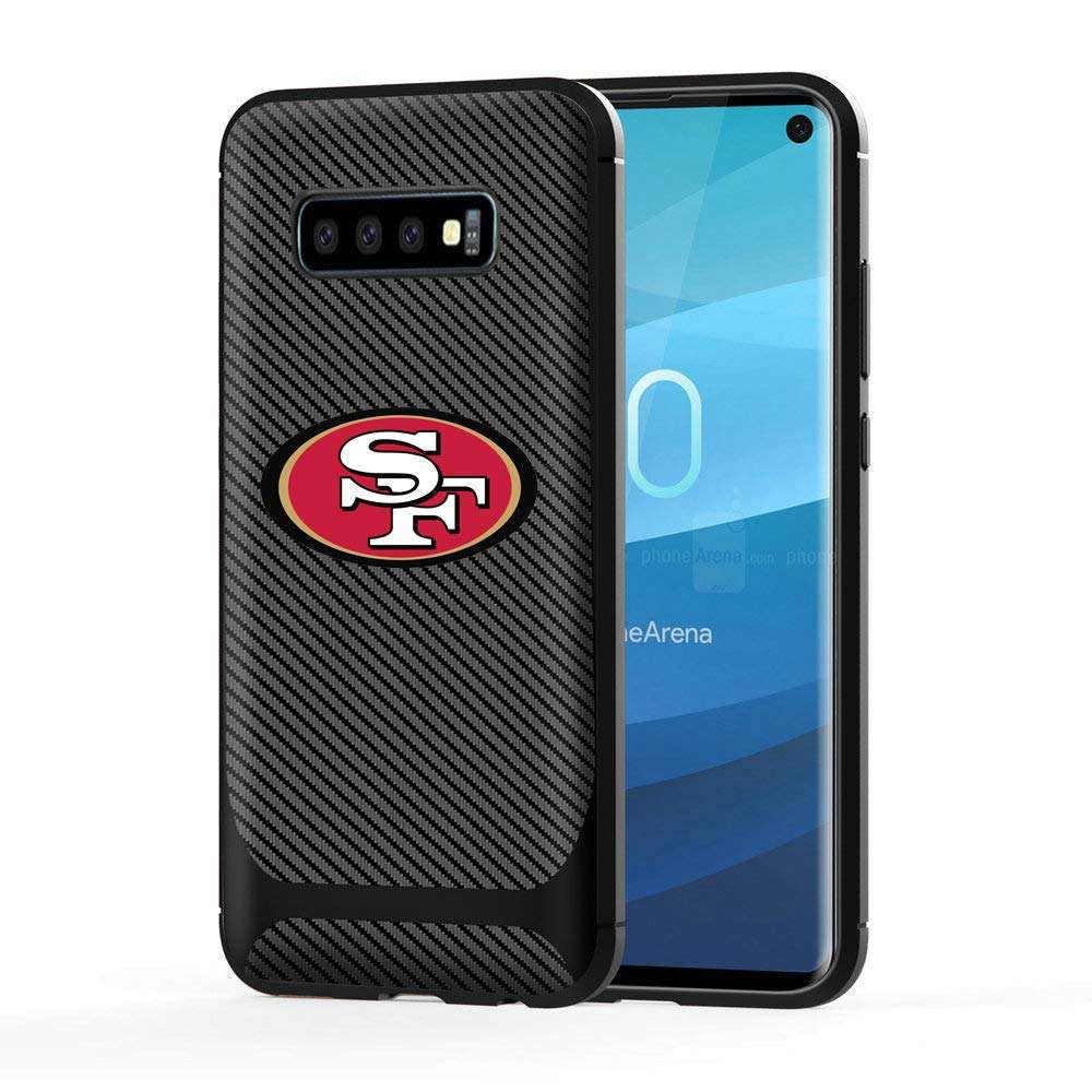 Samsung Galaxy S10 Case 49ers Cover Slim Soft Carbon Fiber Pattern Silicone TPU Protective Durable Snap on Shell for S10 6.1 Inches Black 4