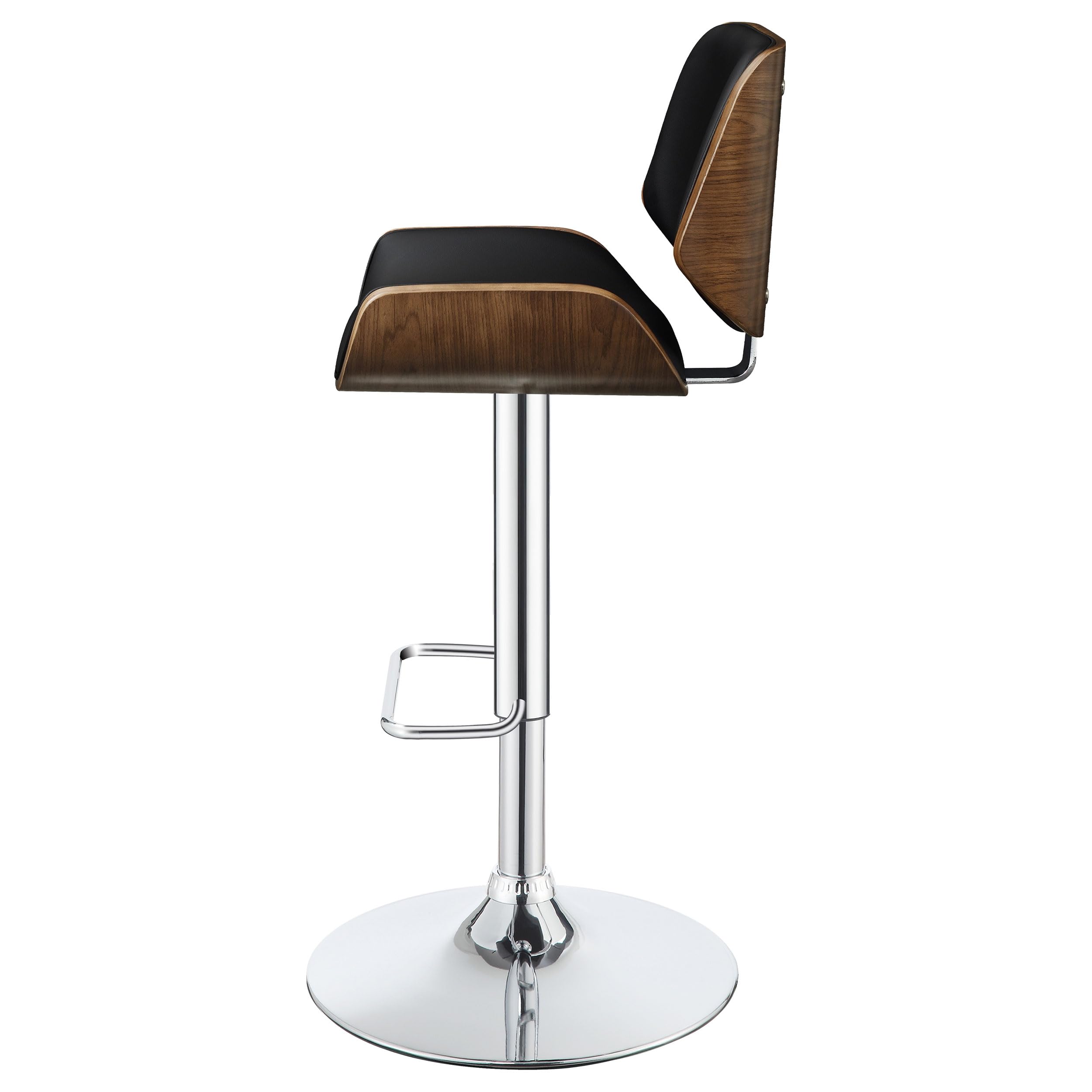 Coaster CO- Adjustable Bar Stool, Black, Walnut, Chrome 6