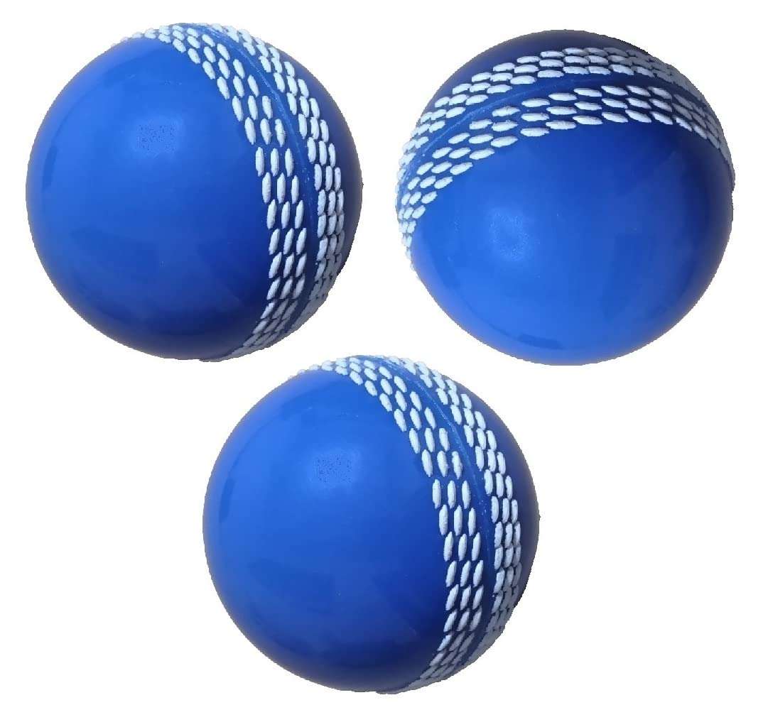 TIMA Synthetic Cricket Ball Poly Hard Cricket Balls - Indoor & Outdoor Training Cricket Ball for Coaching Practice (Blue Pack of 3) 3