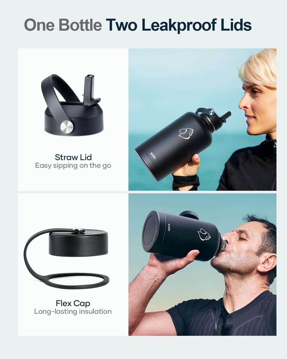 64oz Insulated Water Bottle & 40 oz Tumbler Fits in Cup Holders, Dishwasher Safe Leakproof Sport Travel Thermal Cup for Hot and Cold Drinks 6