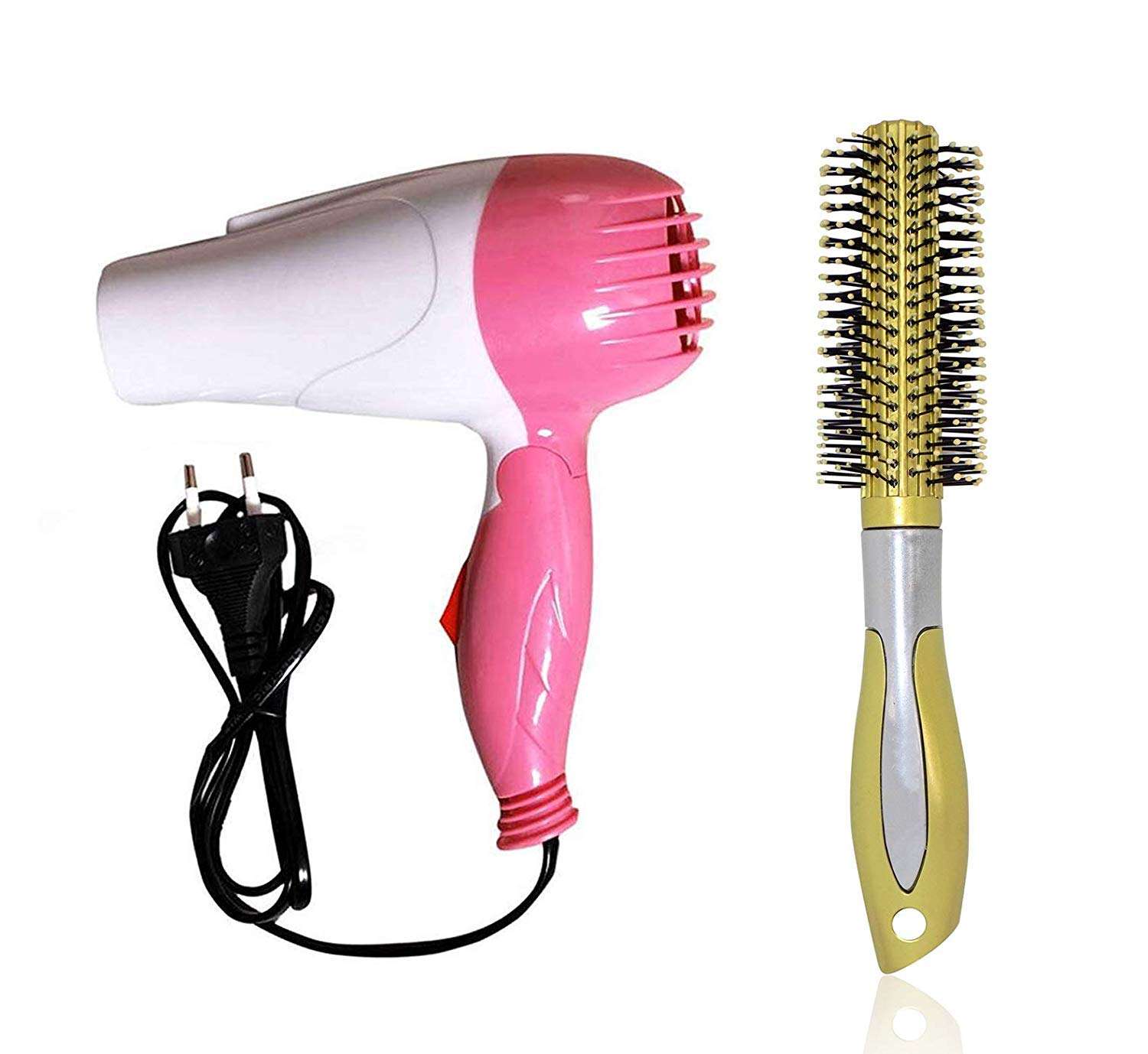 Leysin Latest Arrival Combo Of Round Hair Brush With Dryer For Saloon And Home Use Hair Accessories Hair Styling Tools For Men And Women 35 Gram Pack Of 1 (Hair Dryer with Round Hair brush M5)