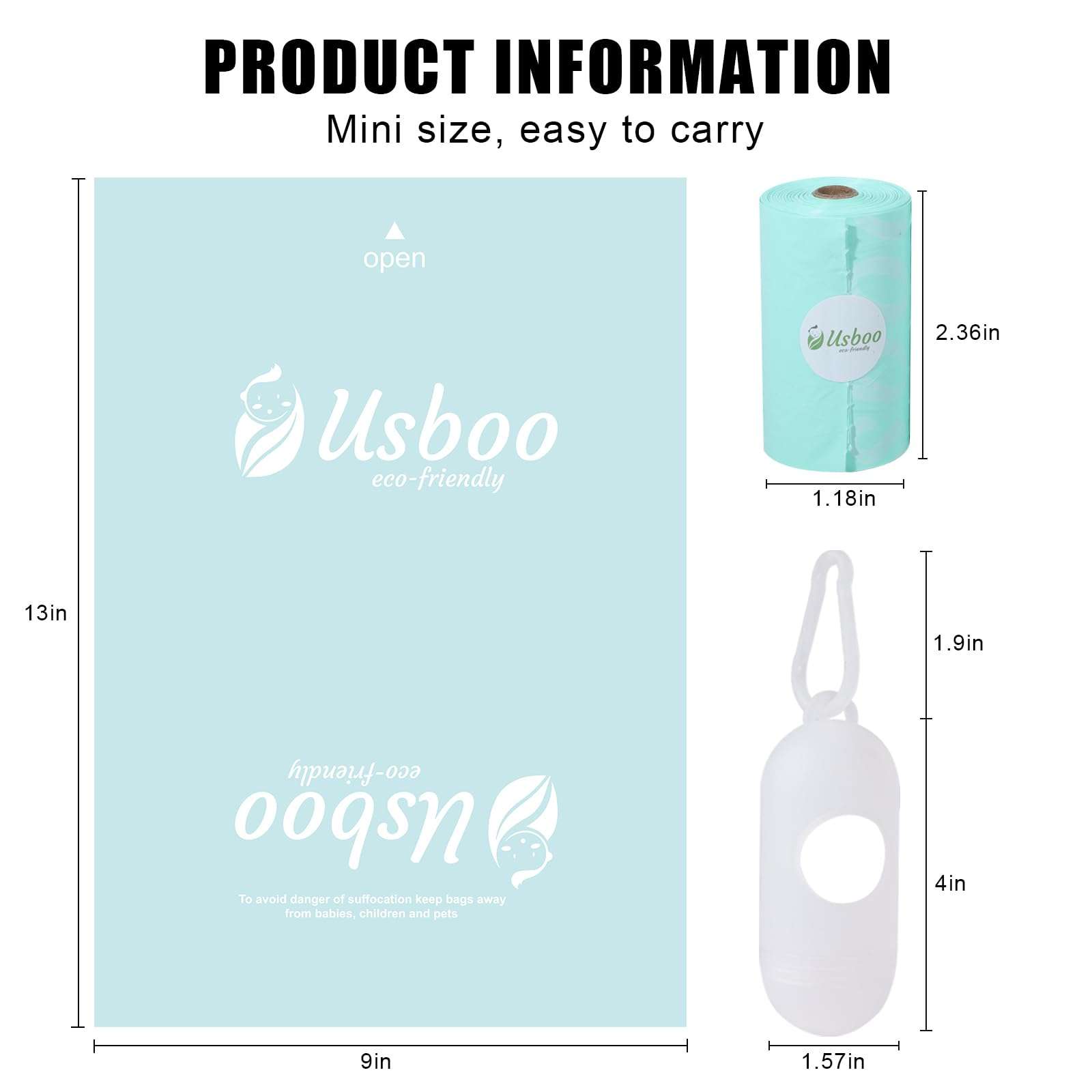 USBOO Diaper Bags Disposable for Baby - 20 Refill Rolls (300 Pack) Diaper Trash Bags with Dispenser, Diaper Bag Accessory, Fresh Powder Scent 5