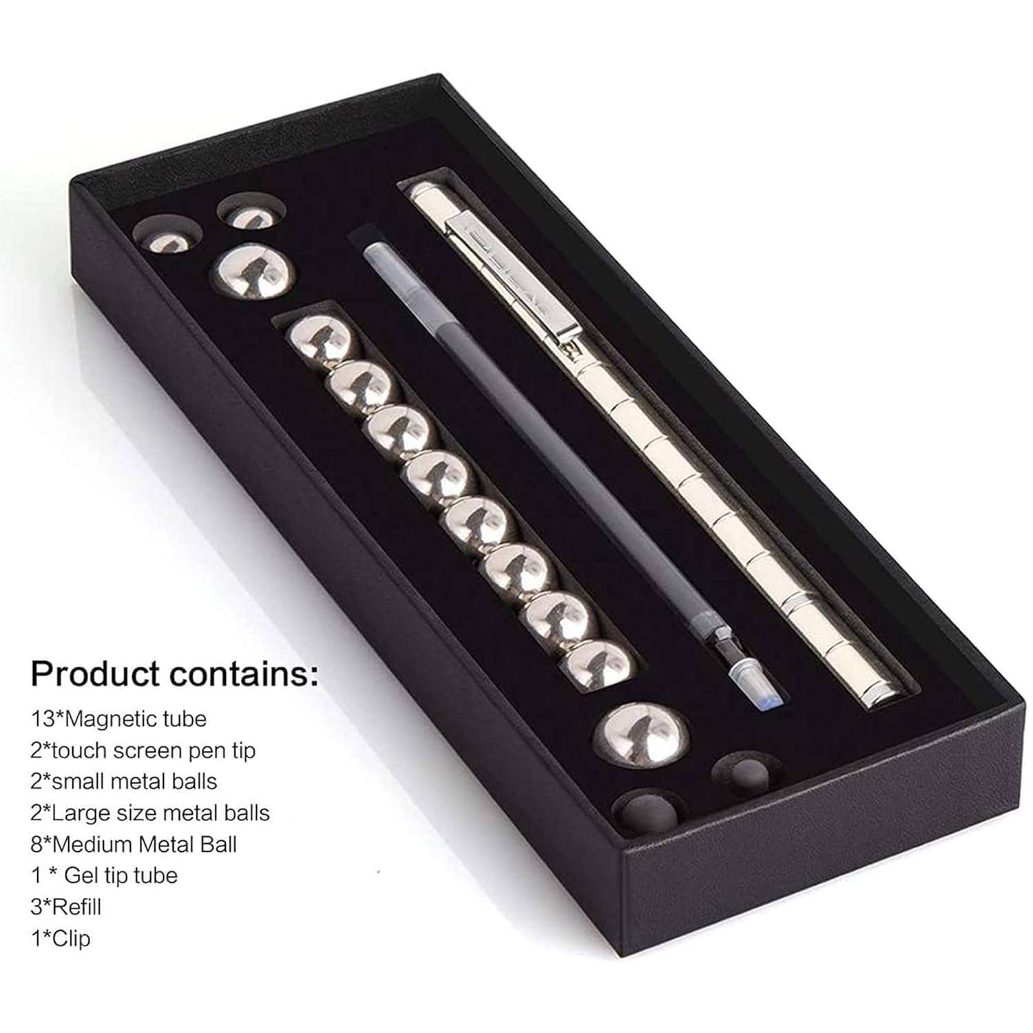 Yorten Fidget Toys Pen, Decompression Magnet Metal Pen, Fidget Pen with 12 Magnetic Rings, Multifunctional Deformable Magnet Writing Pen, Intellectual Learning and Stress Reduction Gifts for Family 3