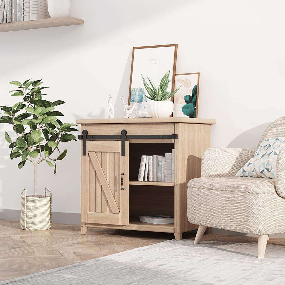 ZEKOO 3FT Super Mini Sliding Barn Door Hardware Kit for Single Door Cabinet, Small Barn Door Hardware Track Kit for TV Stand, Cupboards, Storage Cabinets, Wardrobes, I Shape Hanger (No Cabinet) 3