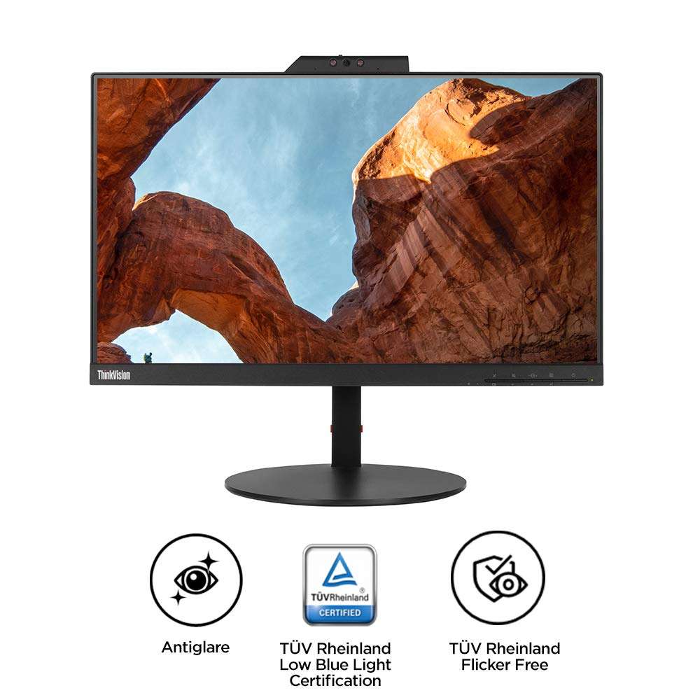 Lenovo ThinkVision T22v-10 21.5 inch LED lit VoIP Monitor - FHD, IPS Panel, Near Edgeless with Full range connectivity - HDMI, VGA, DP ports, USB Hub, fully functional stand with Camera, Speaker & Mic 3