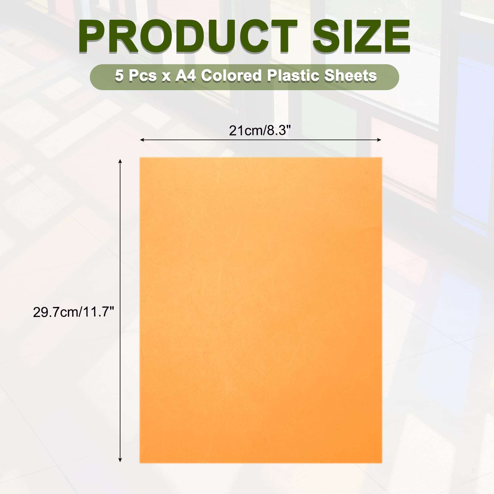MECCANIXITY 5 Pcs Colored Plastic Sheets, A4 Transparent Amber Film Color Correction Gel Light Filter Waterproof 11.7 x 8.3" Sheet for DIY Crafts,LED Lighting,Photo (Orange) 3